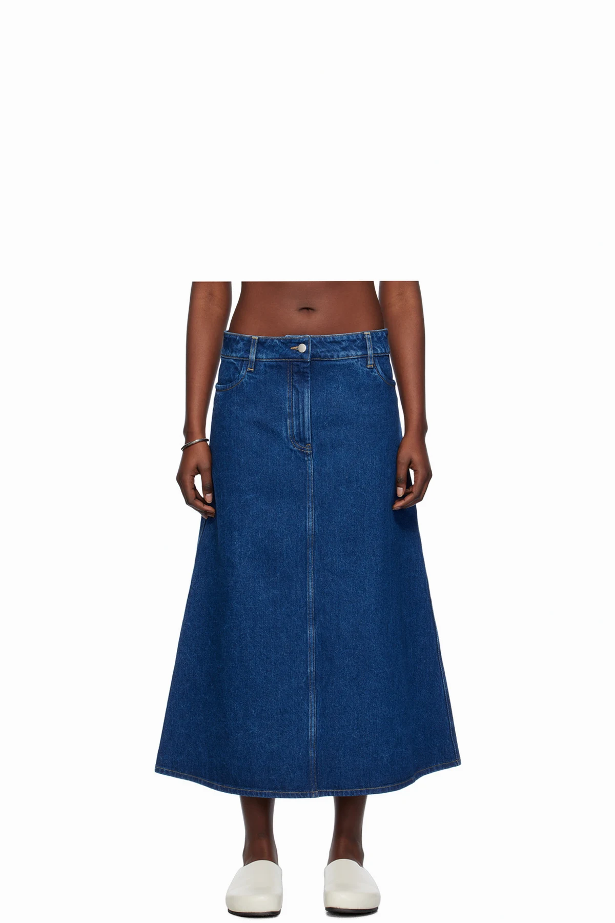 Indigo A-Line Denim Maxi Skirt
