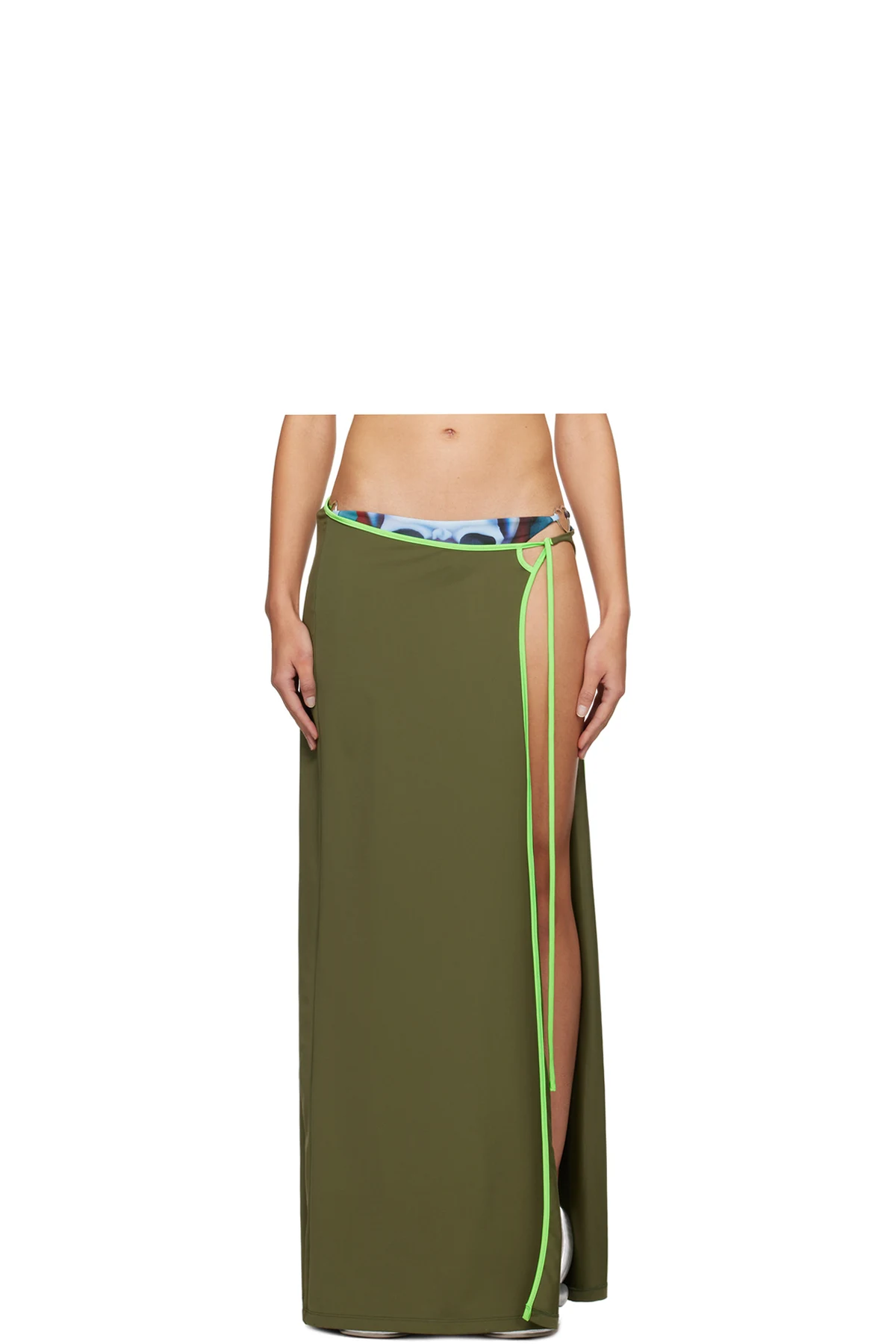 Khaki Wrap Maxi Skirt