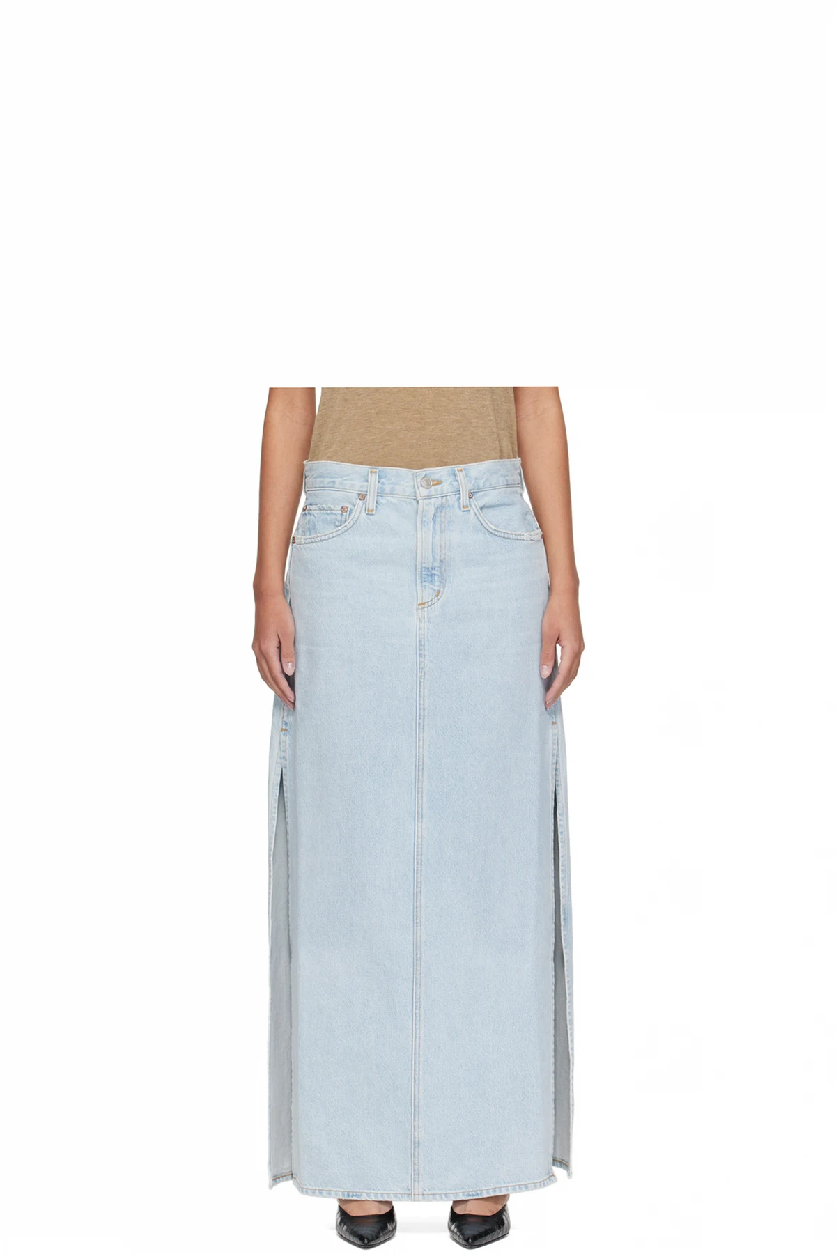Blue Astrid Slice Denim Maxi Skirt