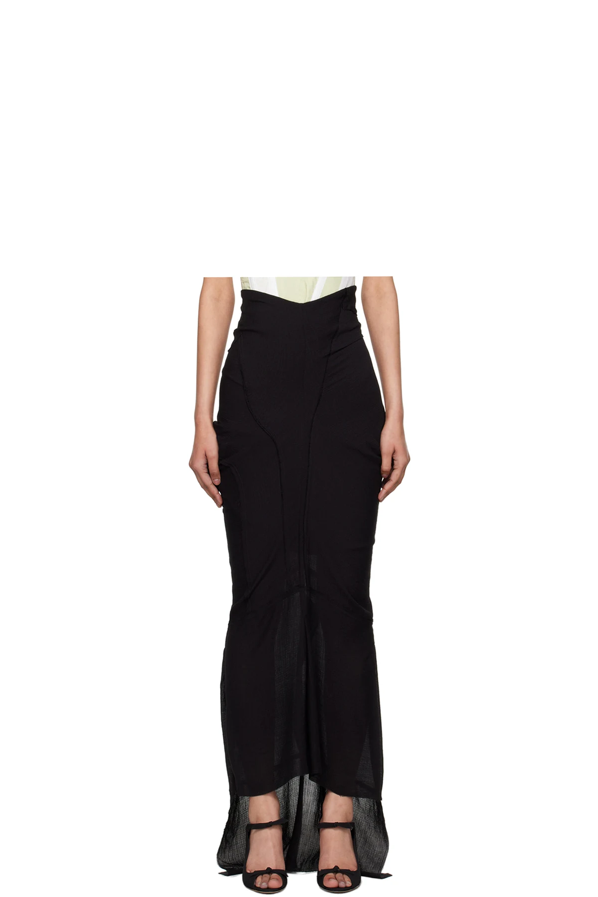 Black Draped Maxi Skirt