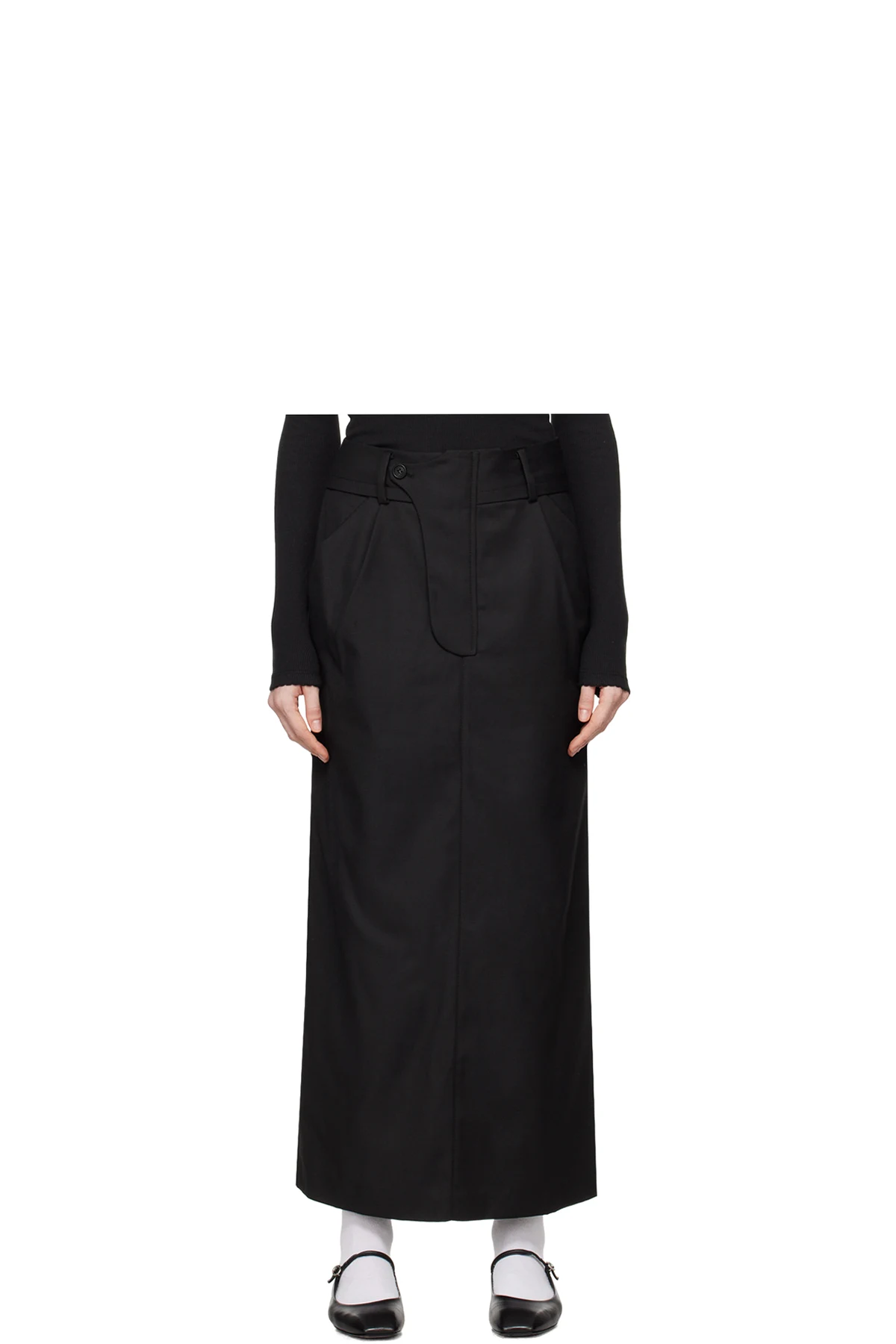 Black Fly Out Maxi Skirt