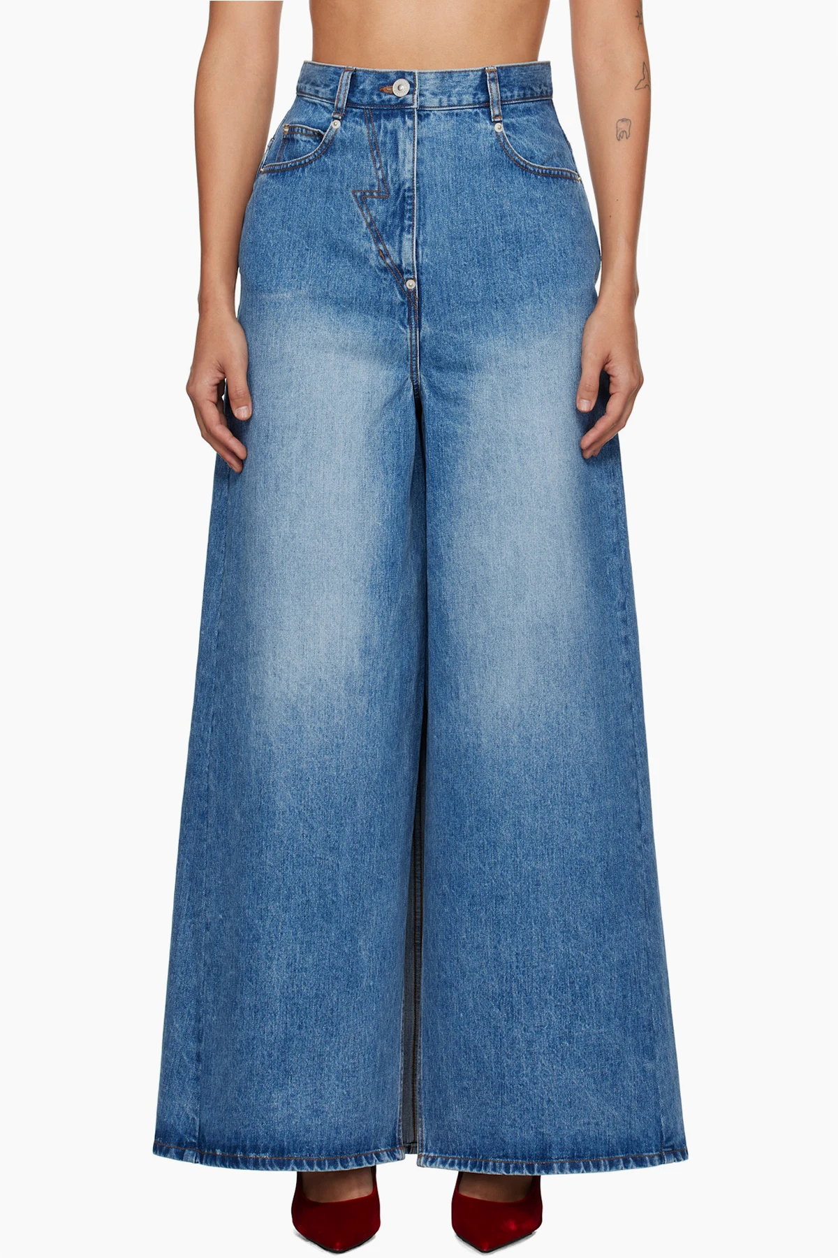 Blue Wide Denim Maxi Skort