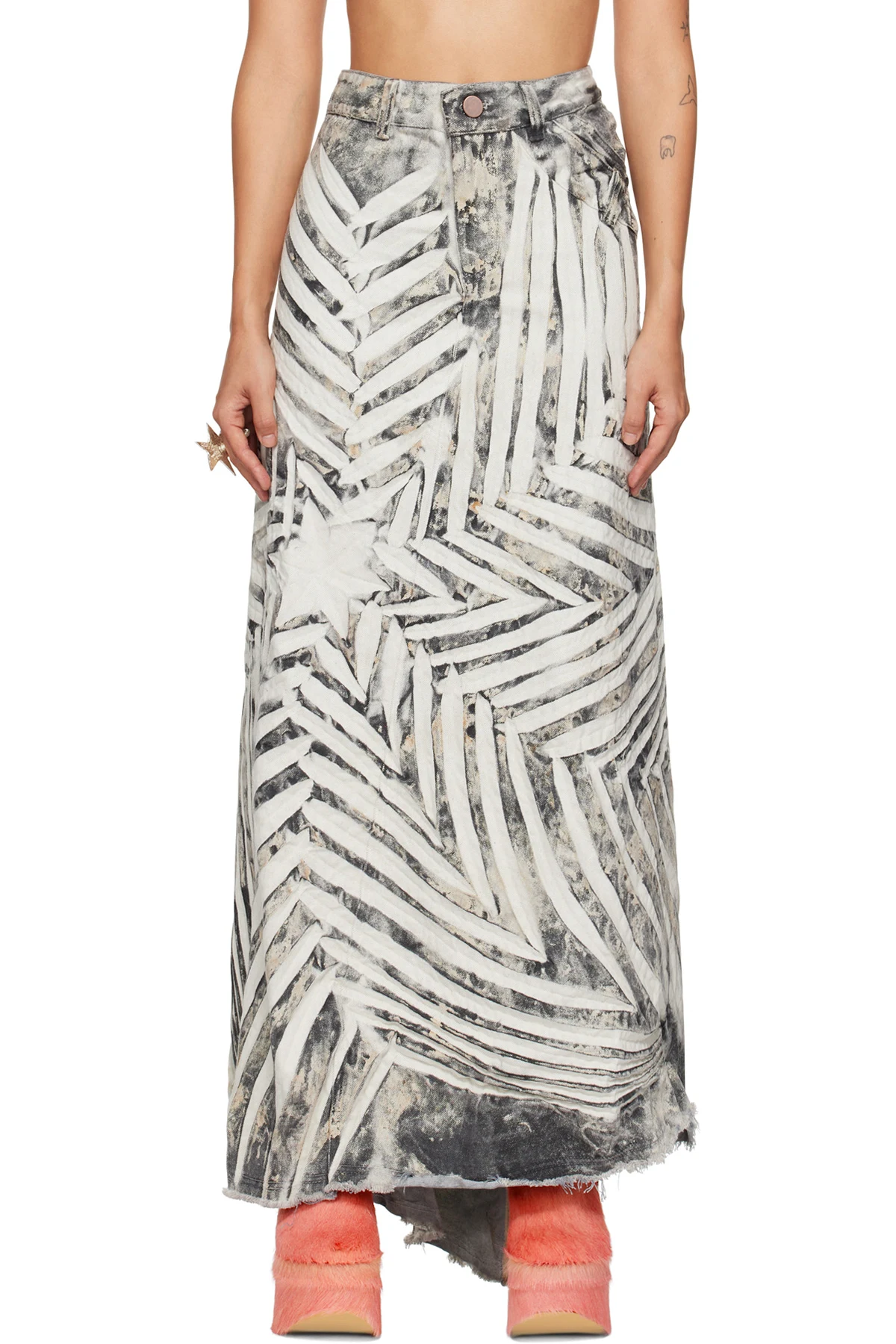 SSENSE Exclusive White & Black Denim Maxi Skirt