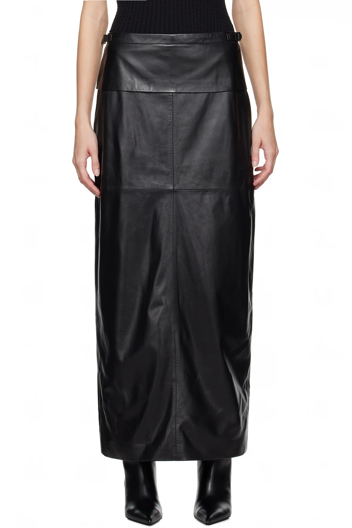 Black Adriana Leather Maxi Skirt