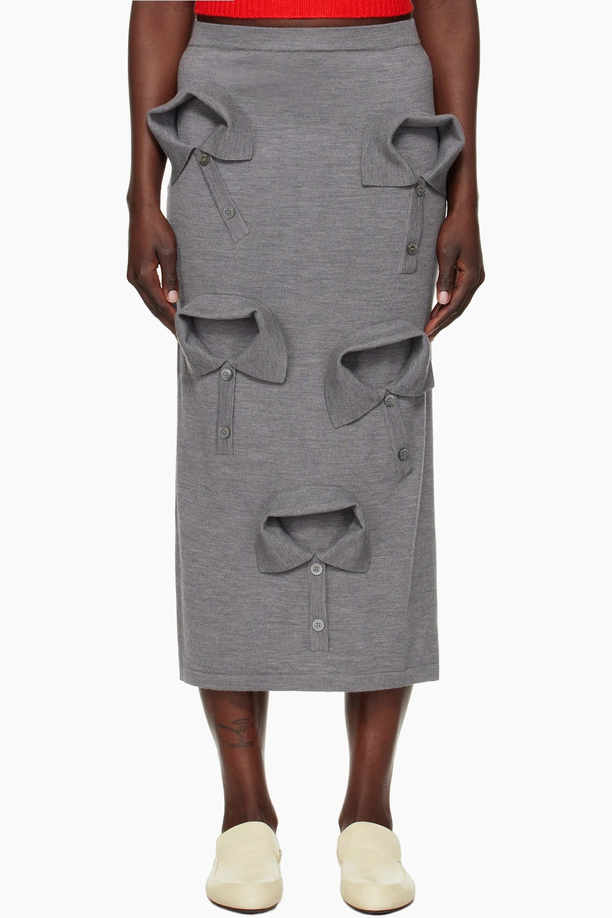 Gray Multi Collar Maxi Skirt