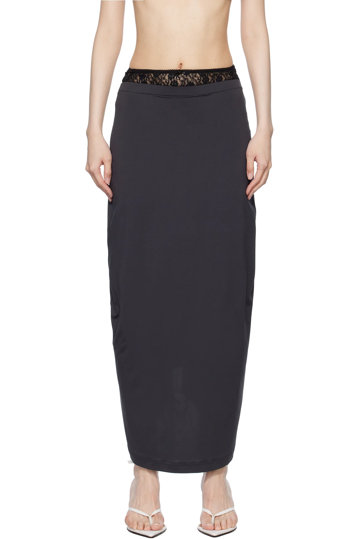 Navy Lace Layered Maxi Skirt