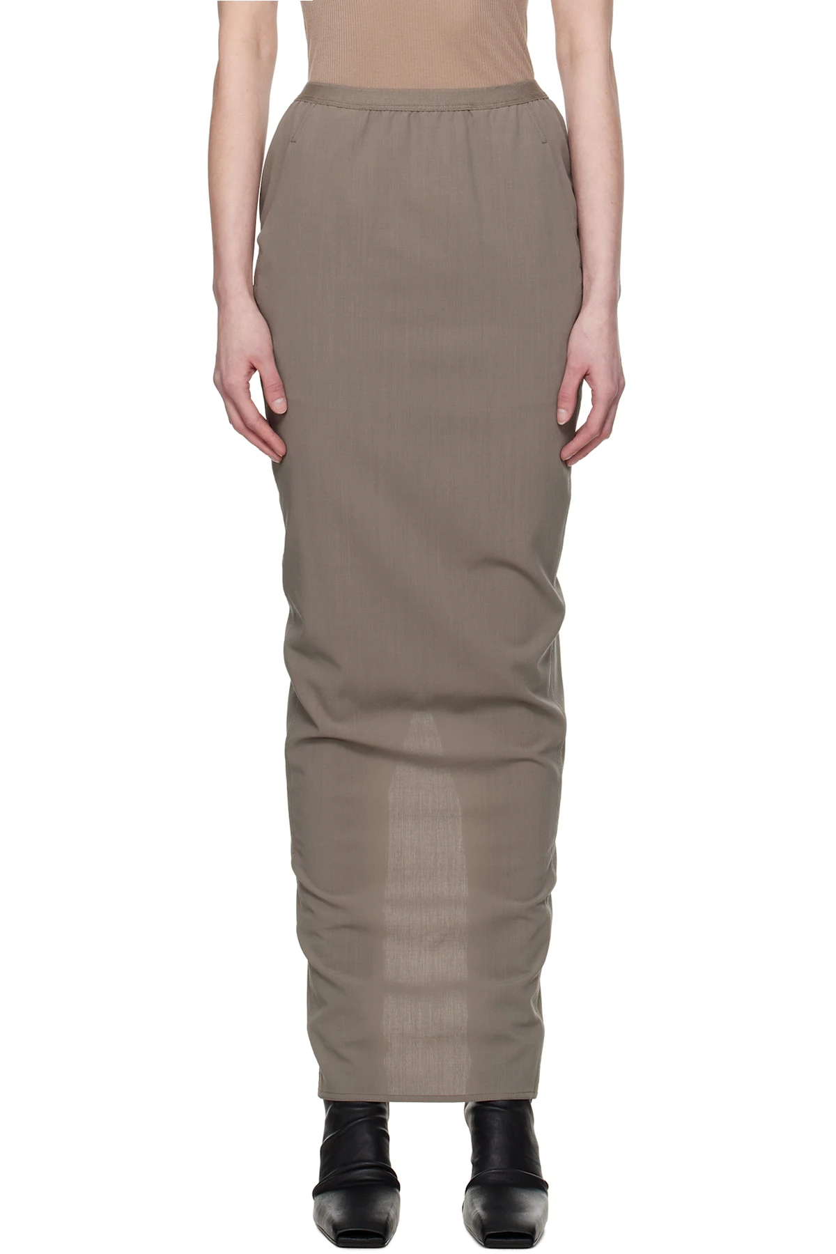 Gray Hollywood Soft Pillar Maxi Skirt