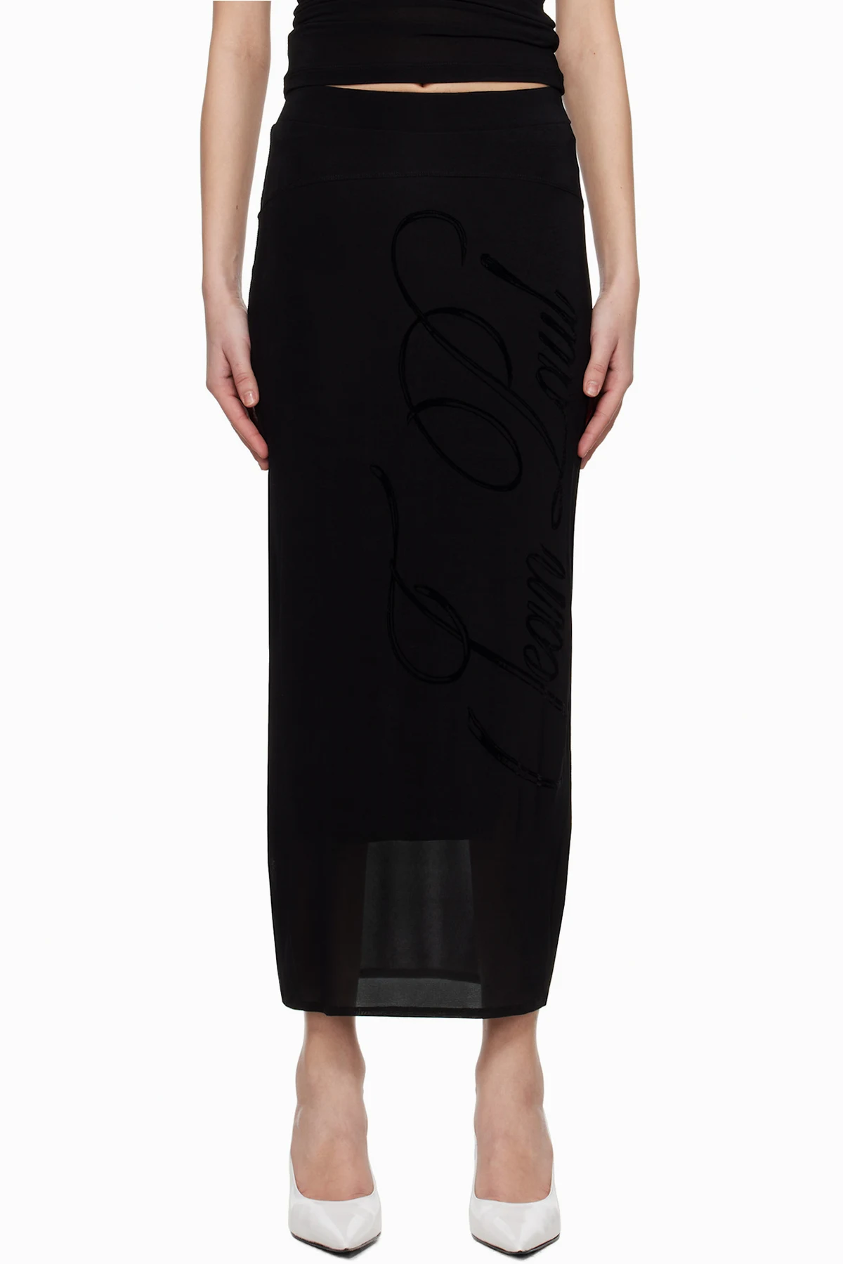 Black Light Viscose Jersey Maxi Skirt