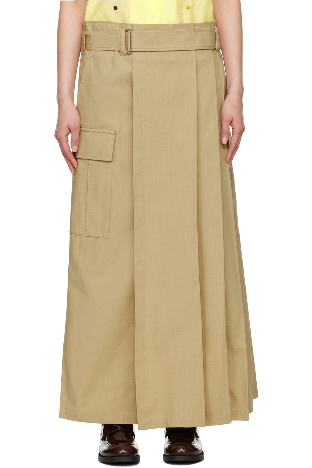 Beige Kenzo Paris Cargo Cotton Ripstop Maxi Skirt