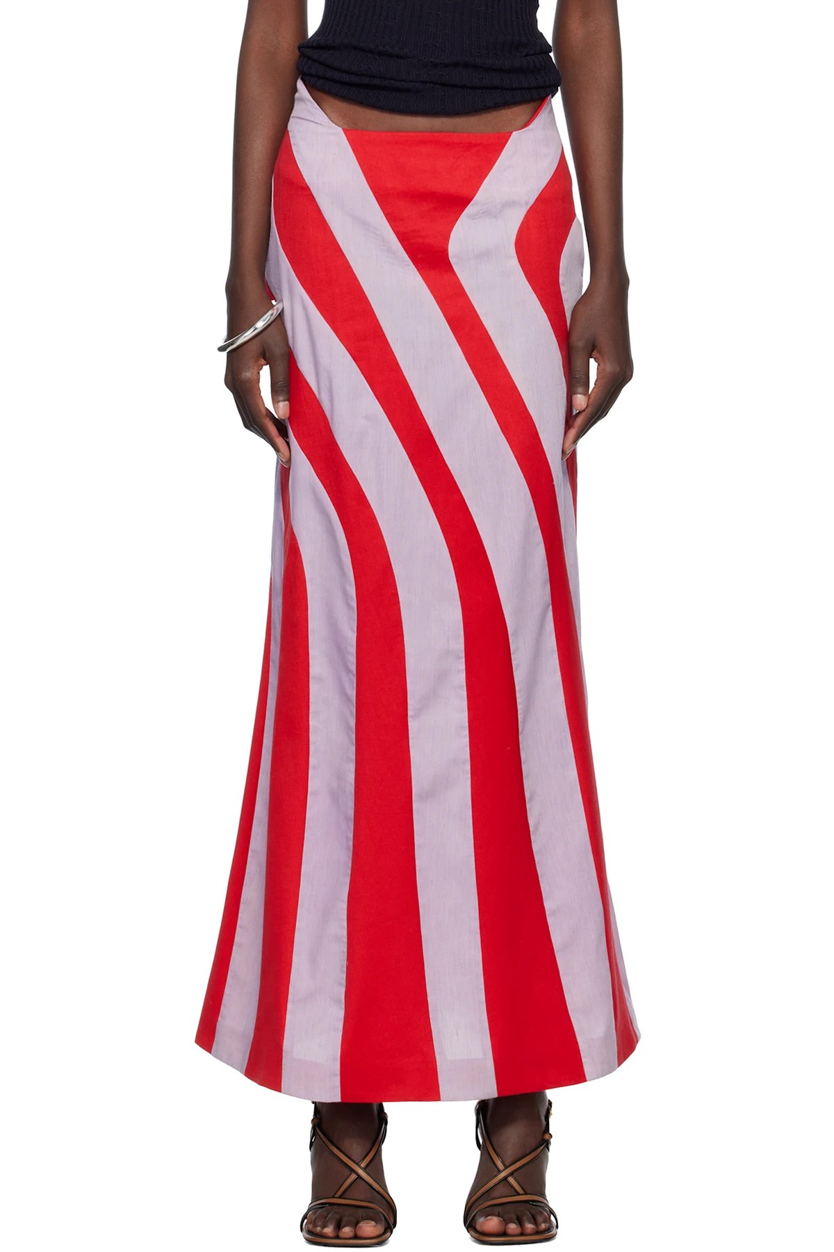 Red & Blue Parametric Maxi Skirt