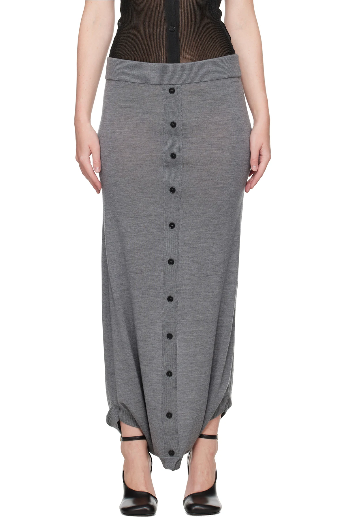 Gray Knit Fuseau Maxi Skirt