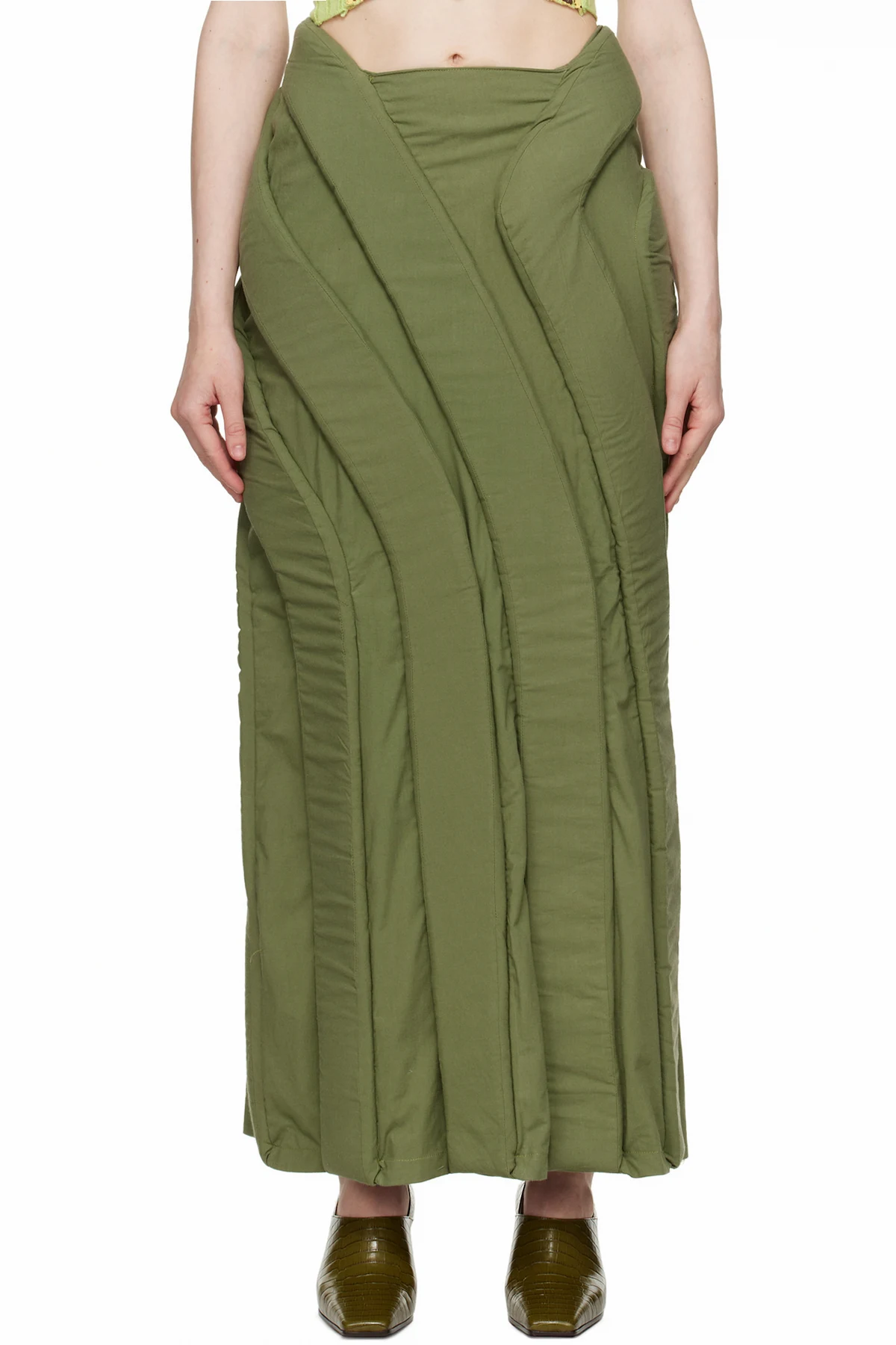 Green 3D Parametric Maxi Skirt