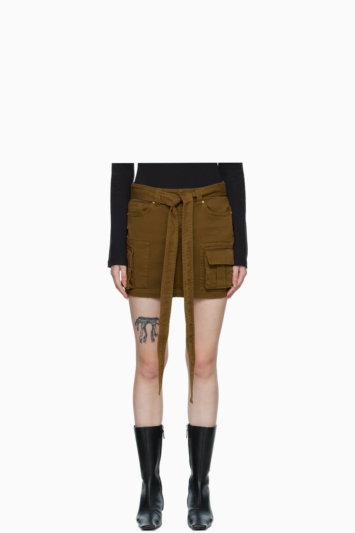 Khaki Cargo Miniskirt