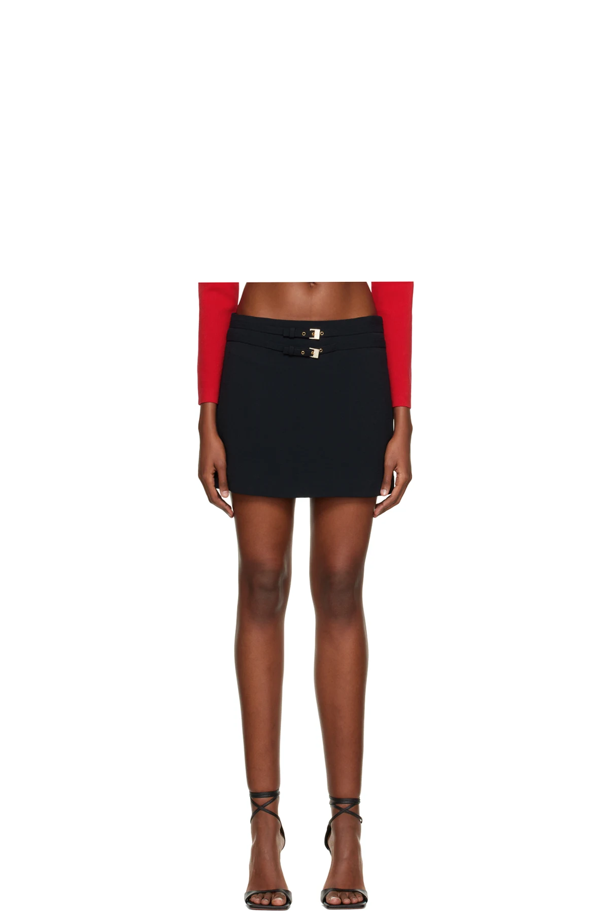 Black Buckle Miniskirt