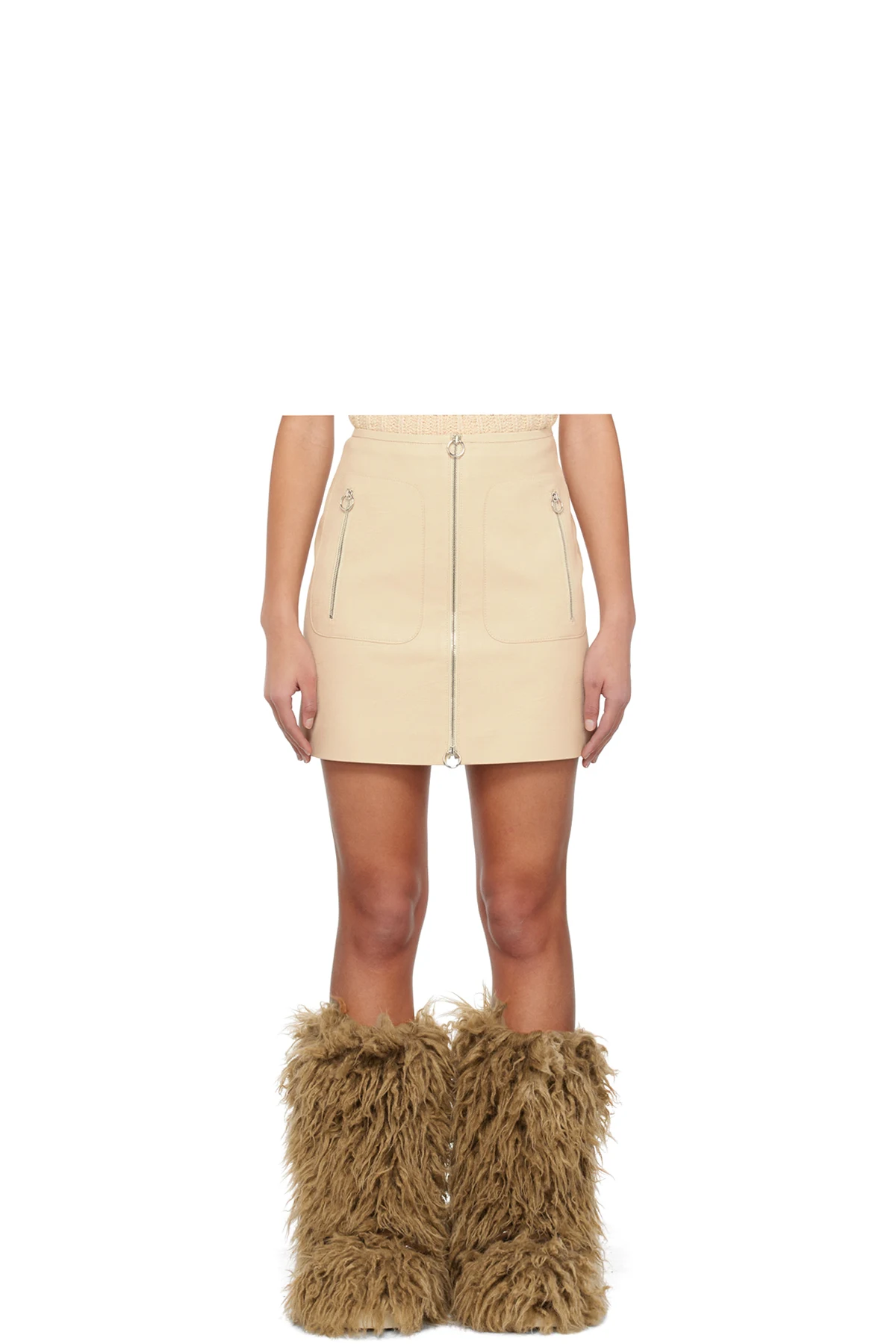 Off-White Zip Faux-Leather Miniskirt