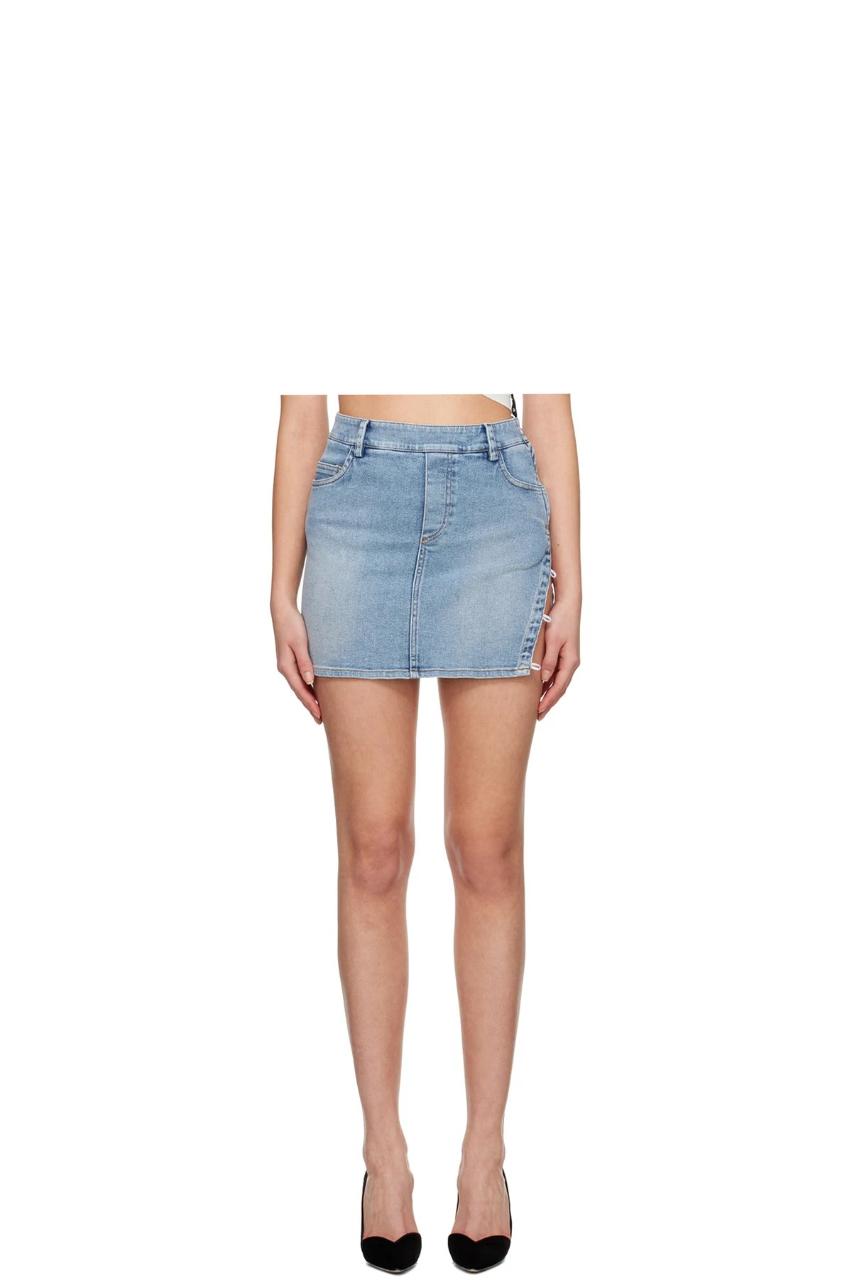 Blue Button Denim Miniskirt