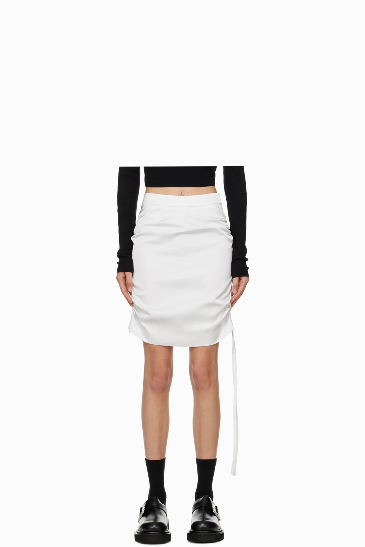 White Ruching Miniskirt