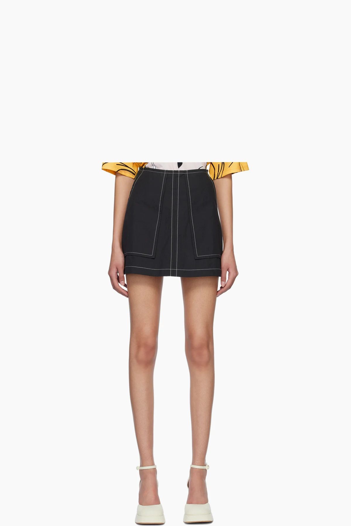 Black Paneled Miniskirt