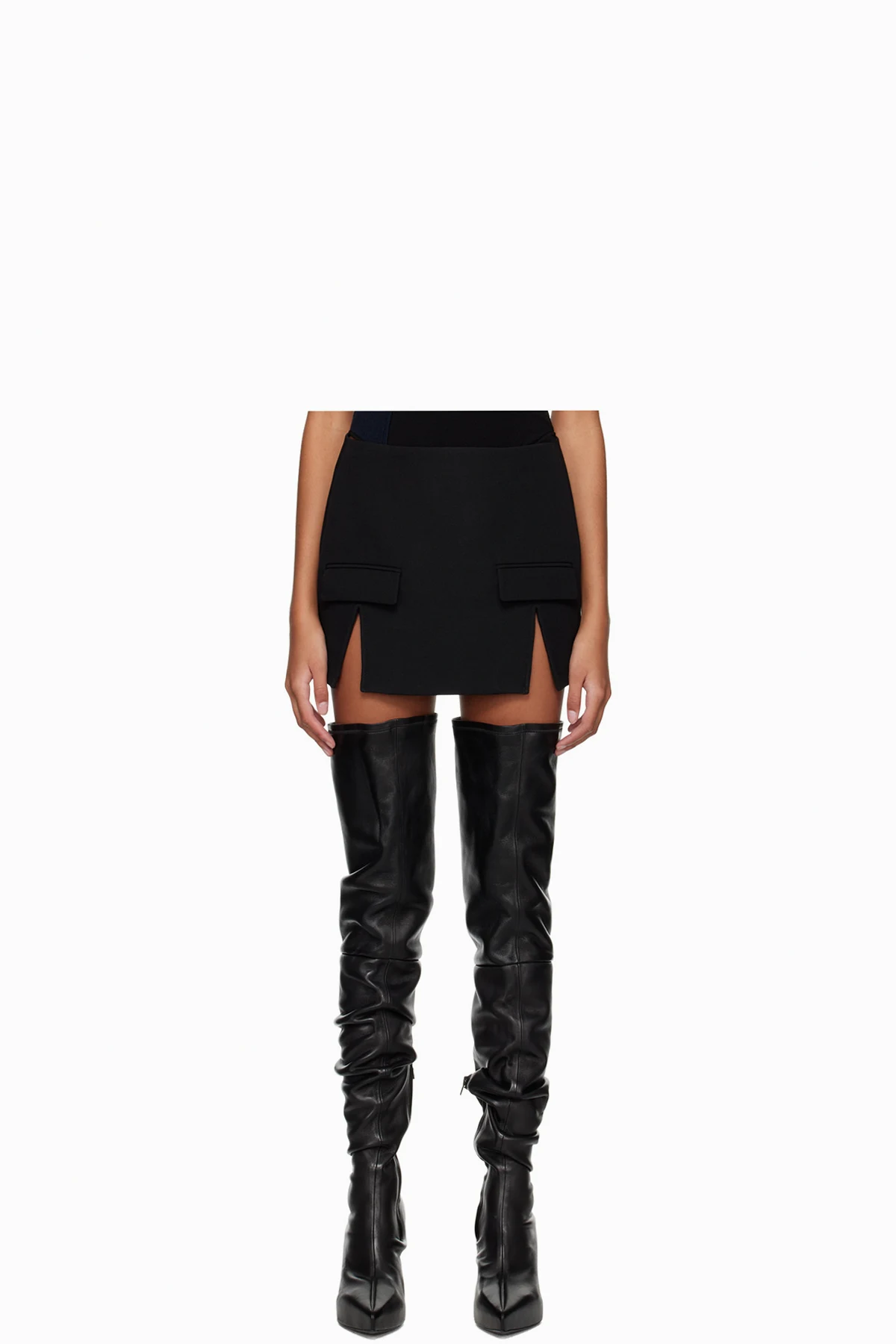 Black Split Hem Miniskirt