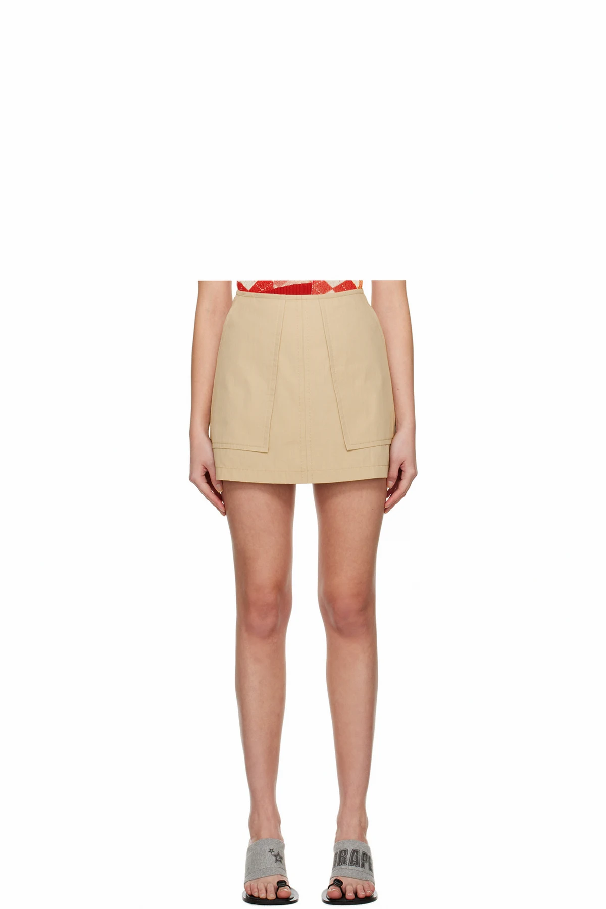 Beige A-Line Miniskirt