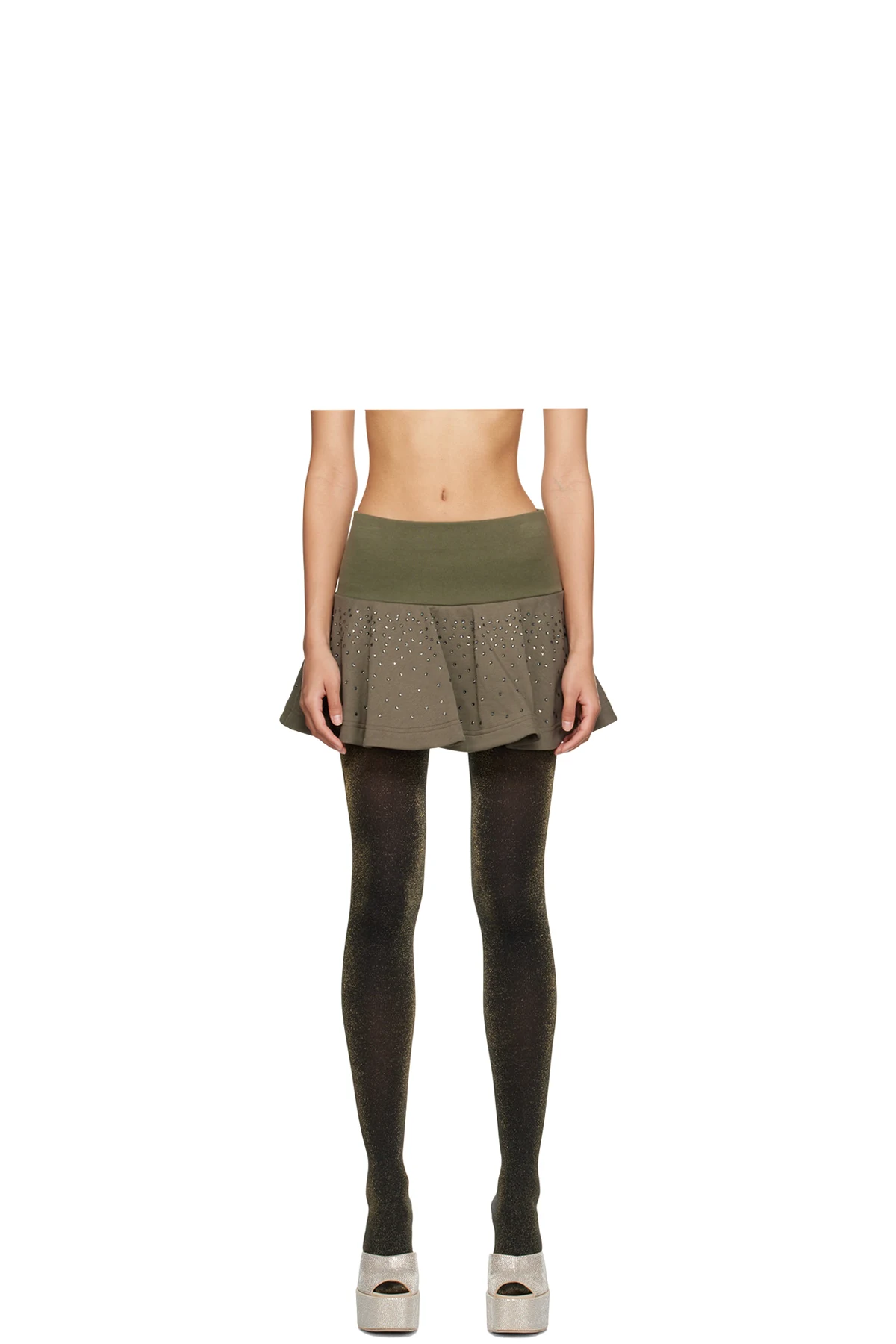 Green Rhinestone Miniskirt