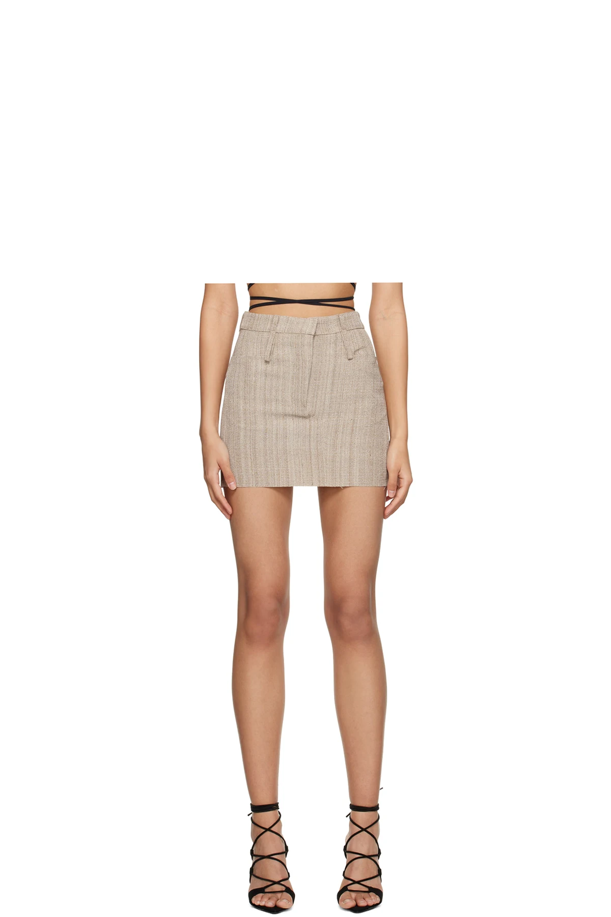 Beige Reconstructed Miniskirt