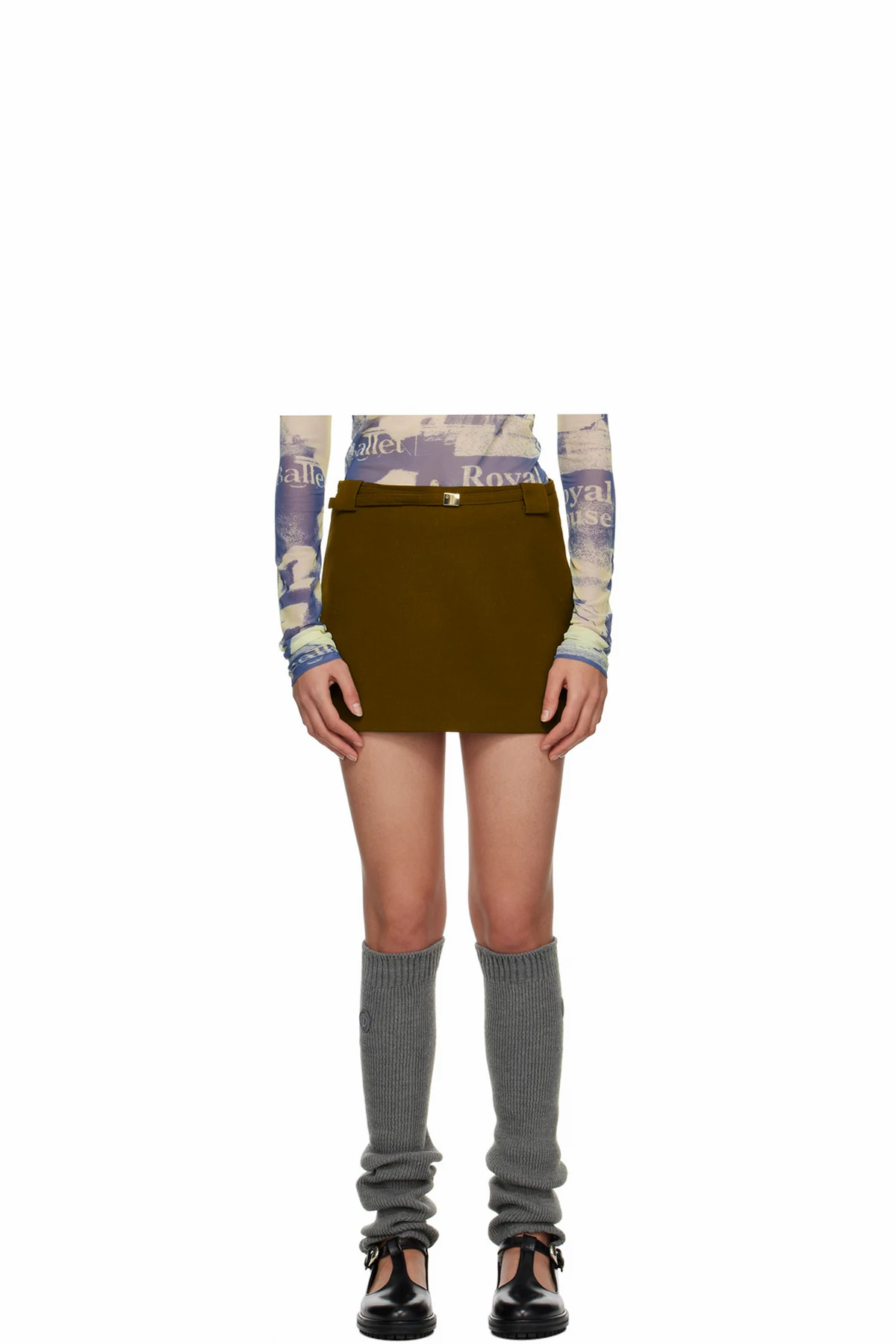 Khaki Belted Miniskirt