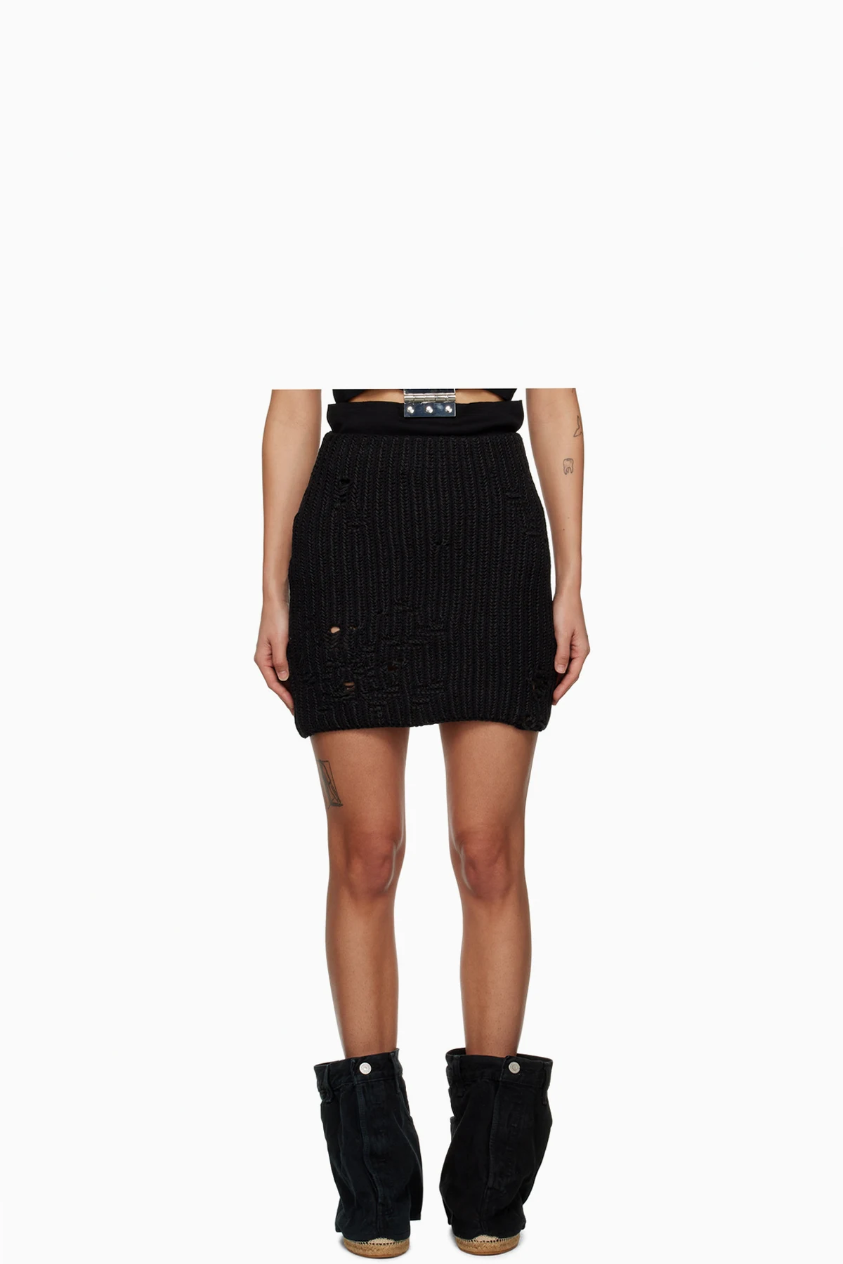 Black Distressed Miniskirt