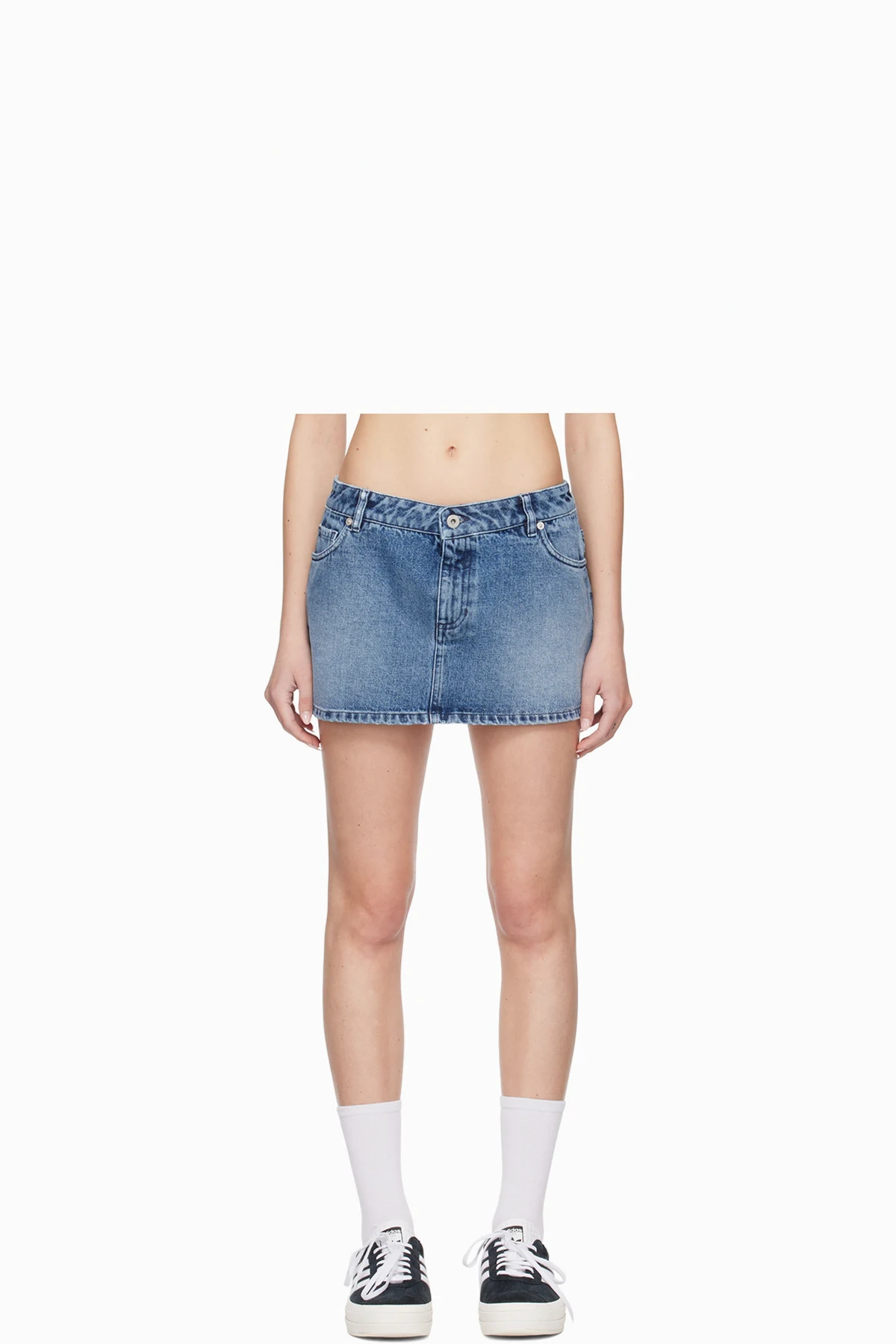 Blue Zip-Fly Denim Miniskirt