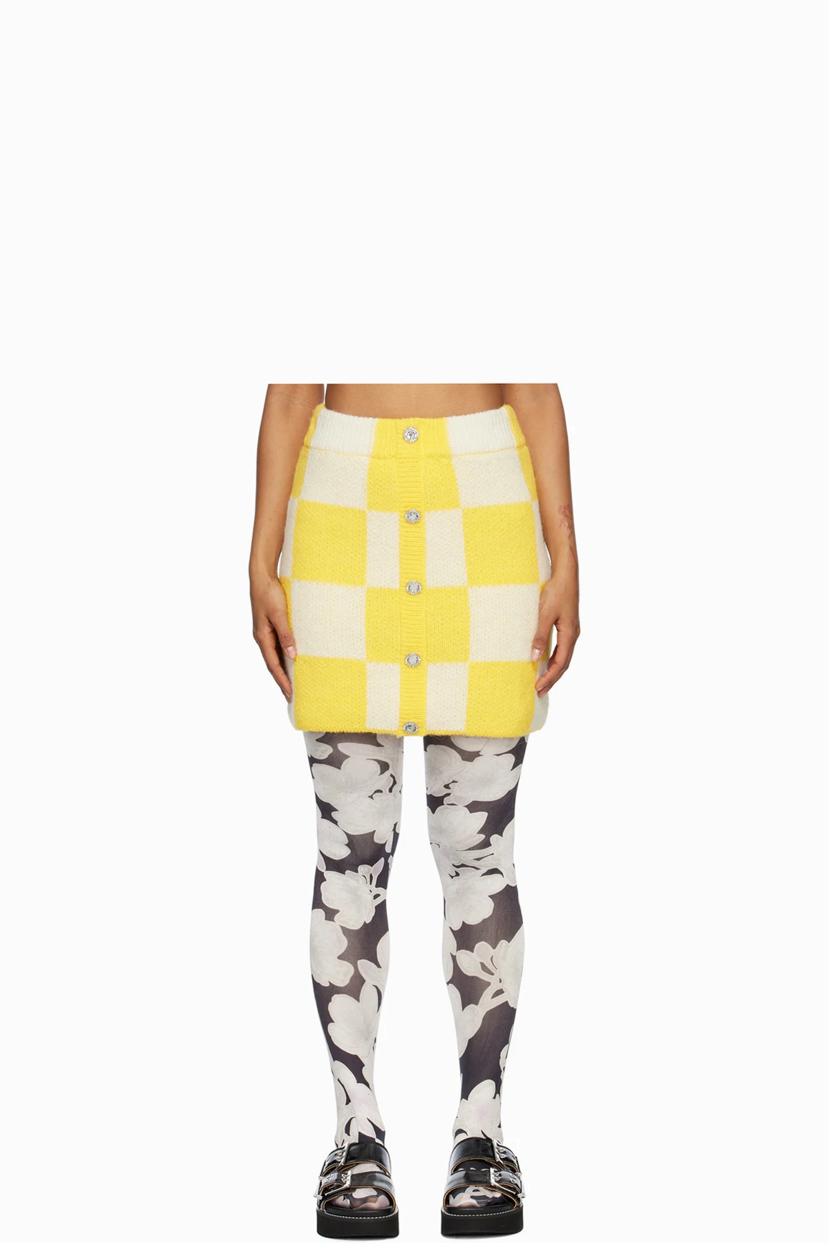 Yellow & White Noura Miniskirt