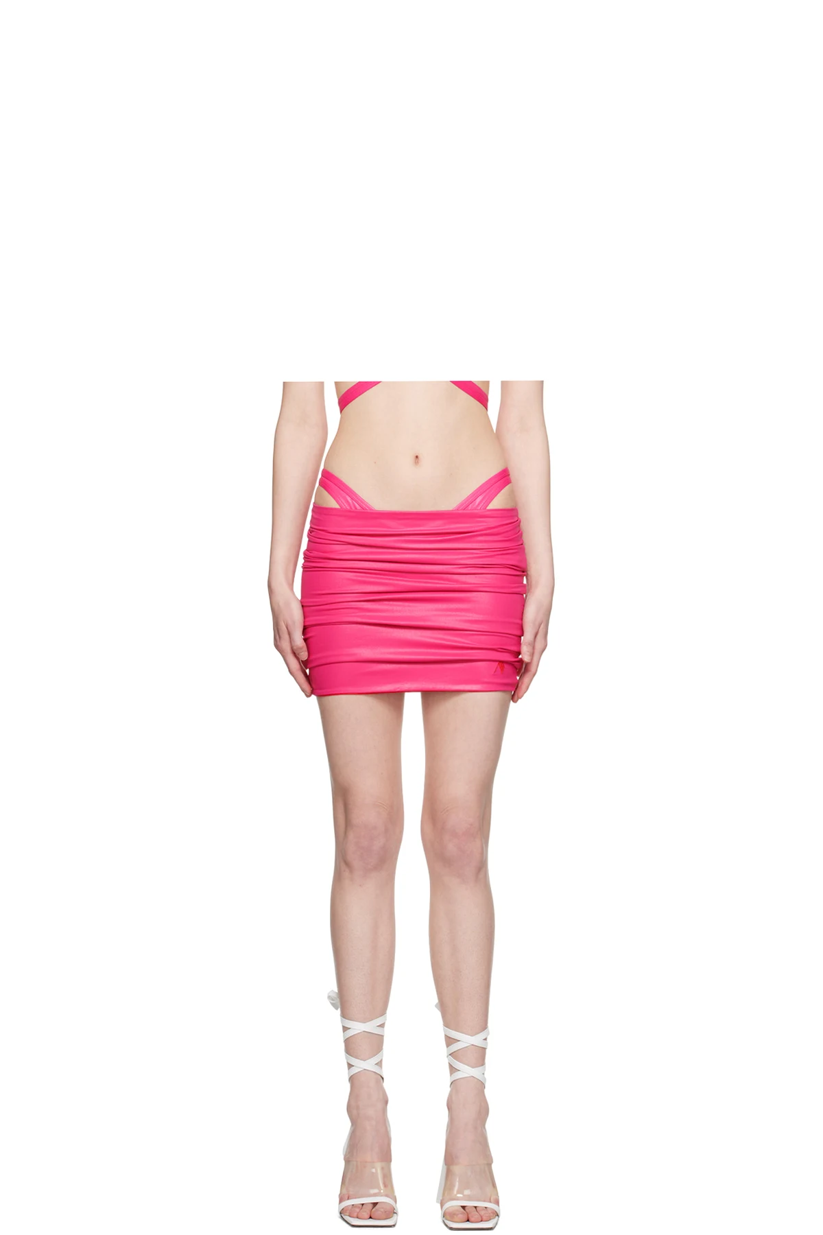 Pink Gathered Miniskirt