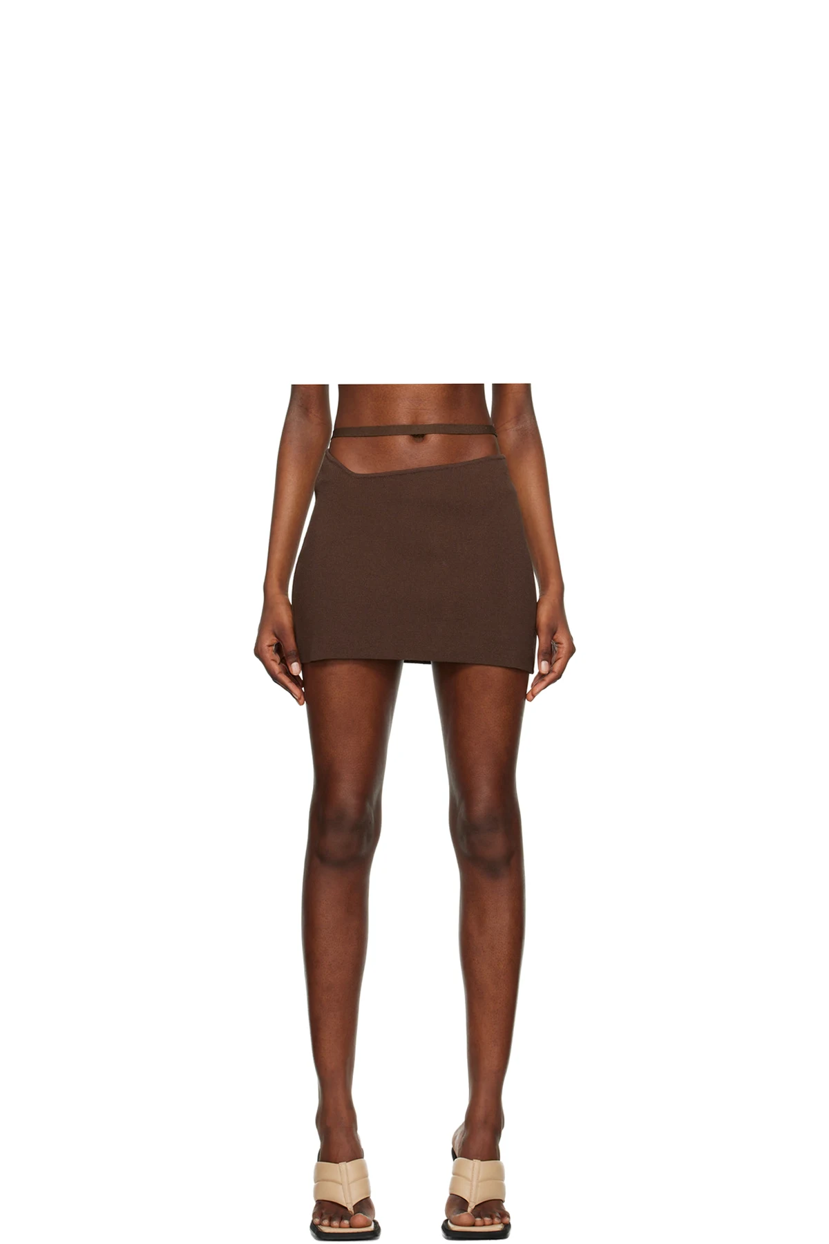 Brown Cutout Miniskirt