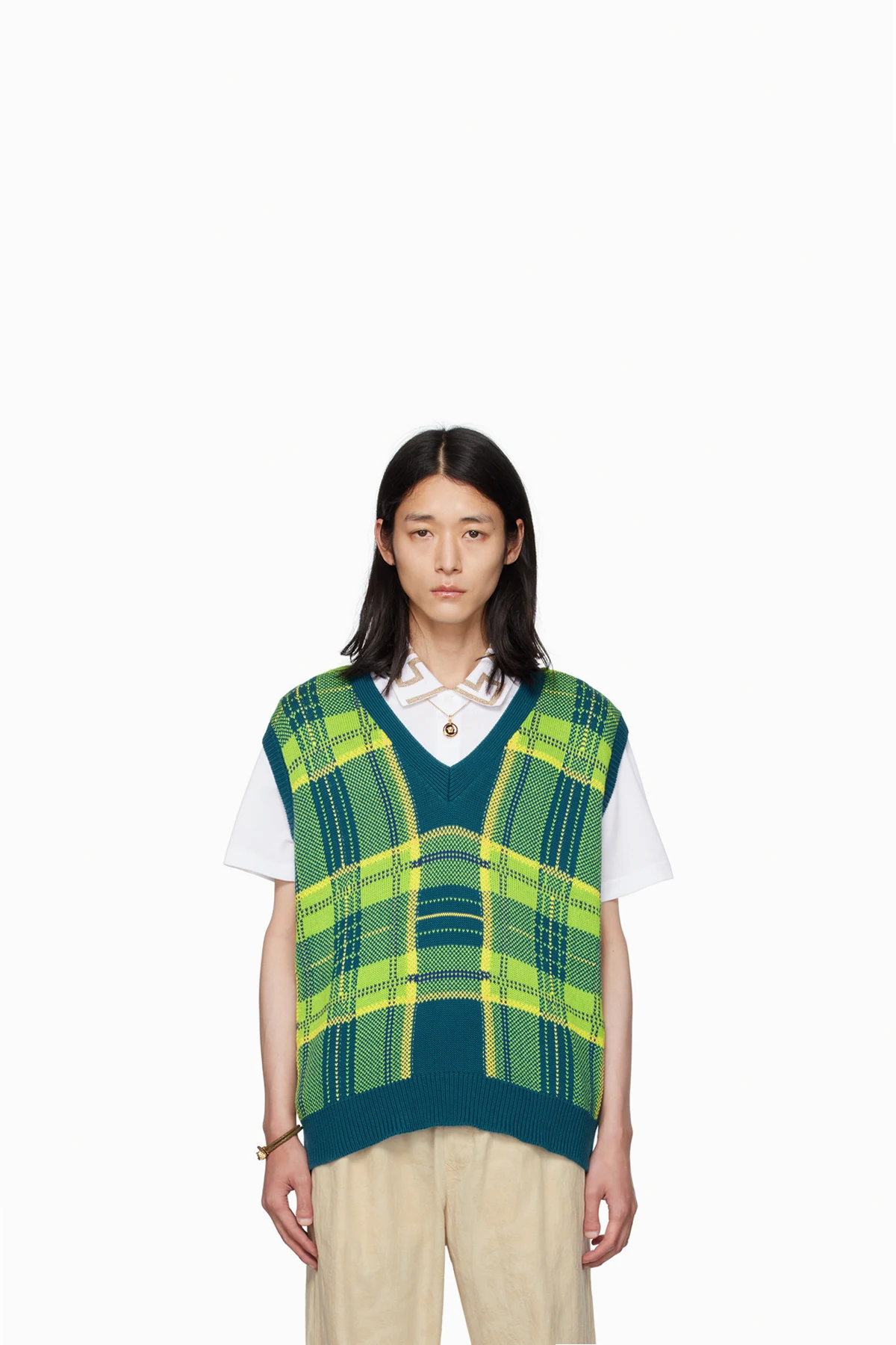 Blue & Green Check Vest