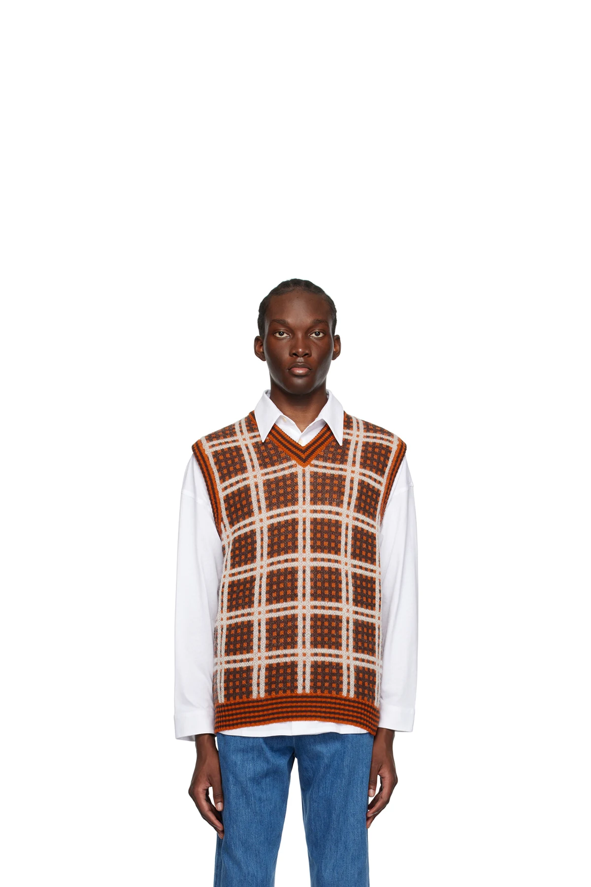 Orange & Brown Plaid Vest