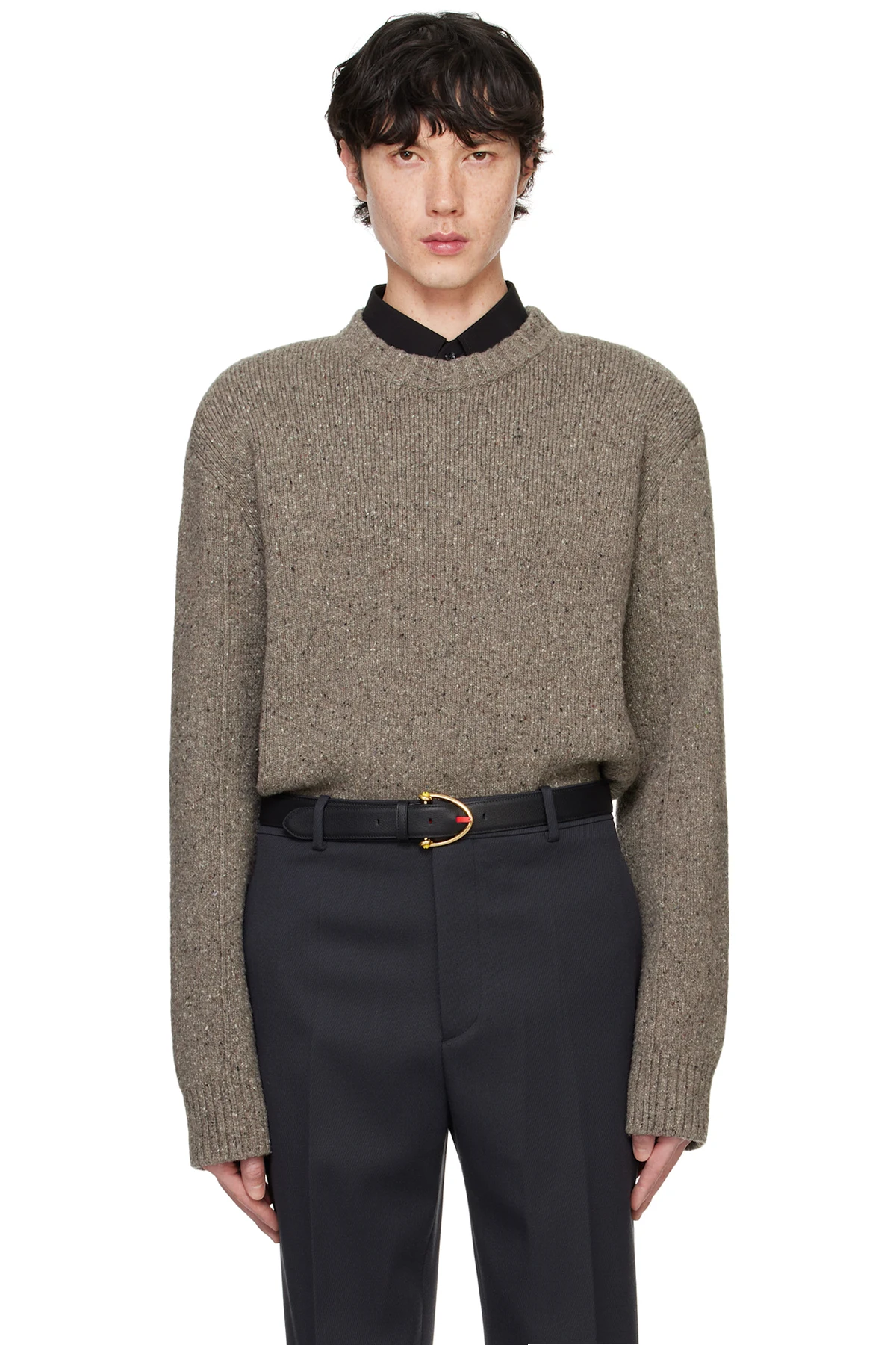 Taupe Wool Tailored Sweater