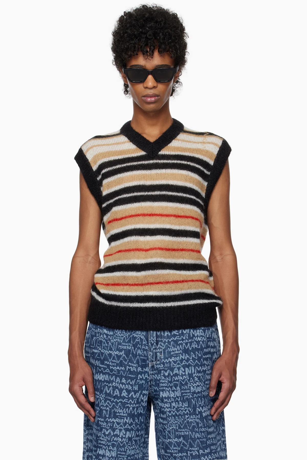 Black & Beige Fuzzy Wuzzy Vest