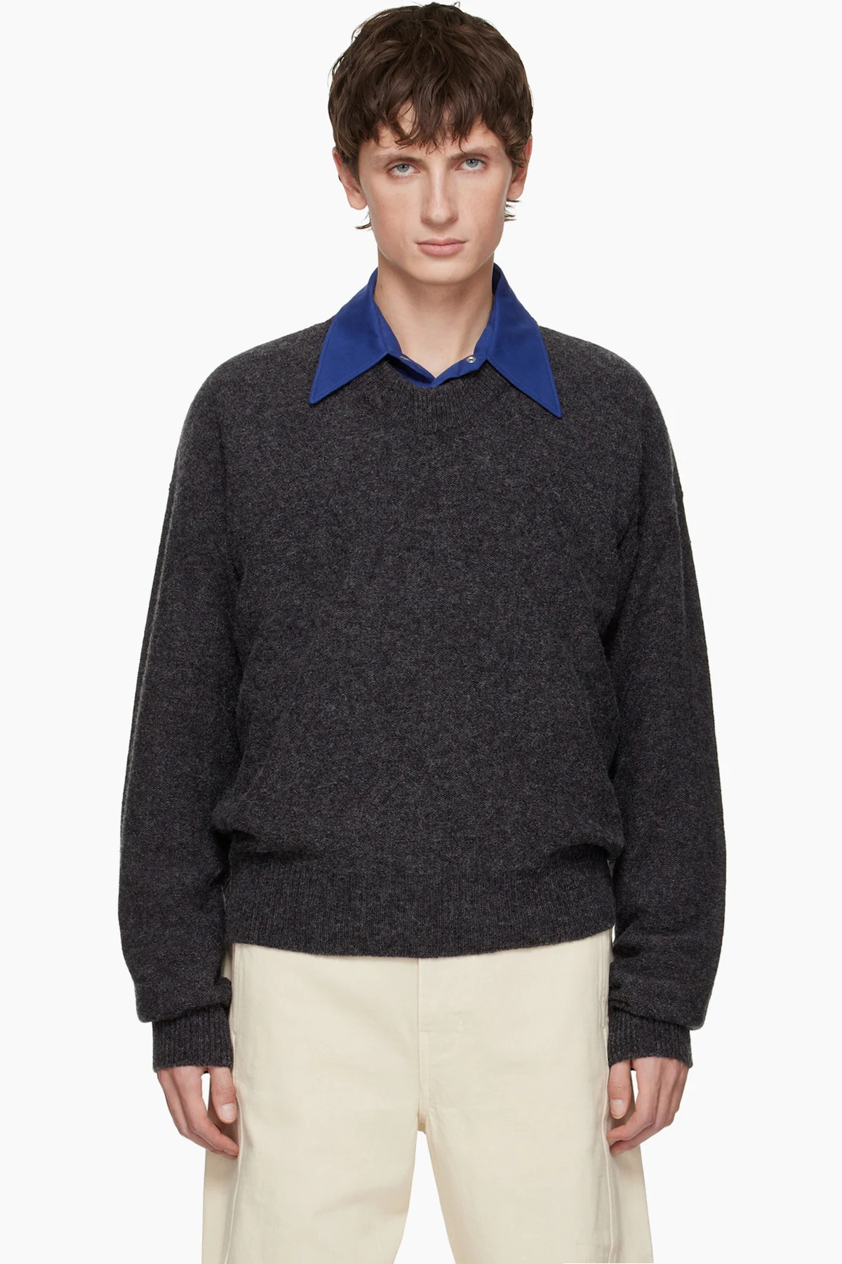 Black Boxy V Neck Sweater