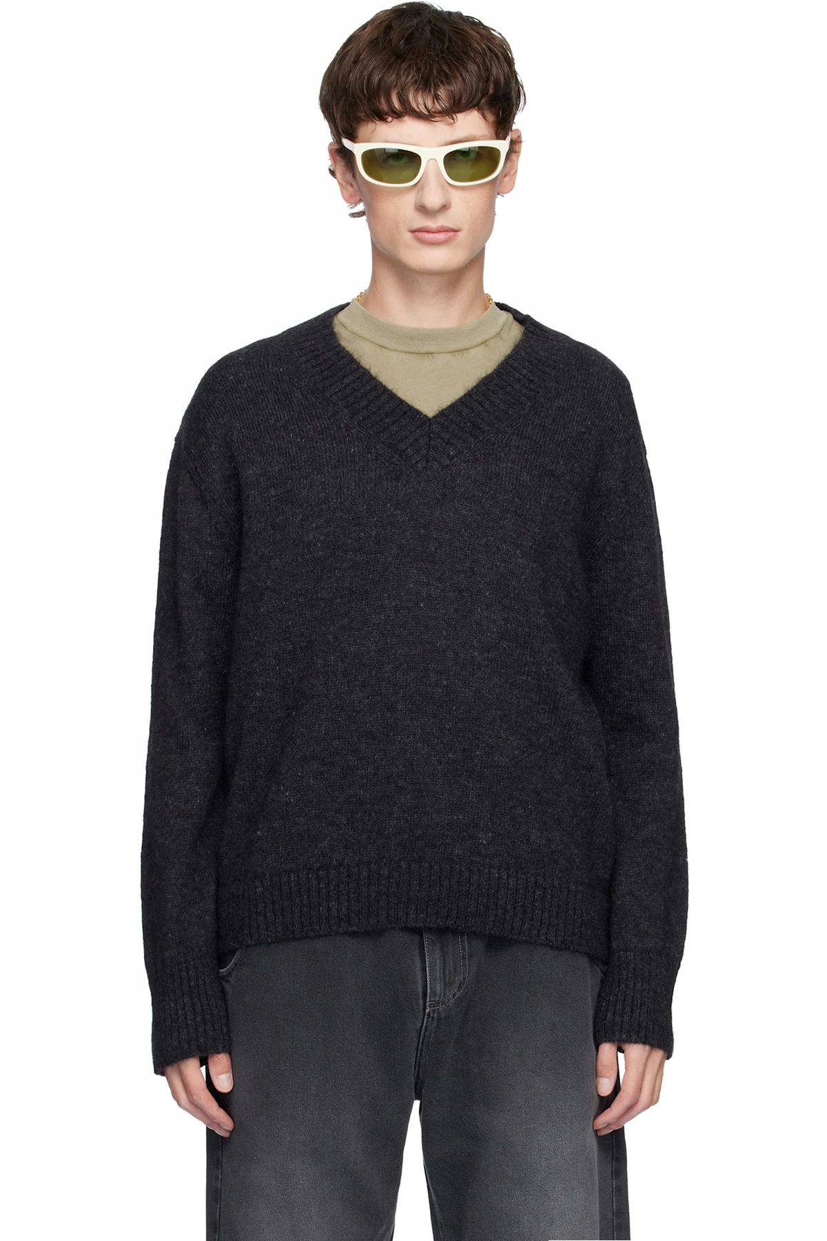 Gray Vexed V-Neck Sweater