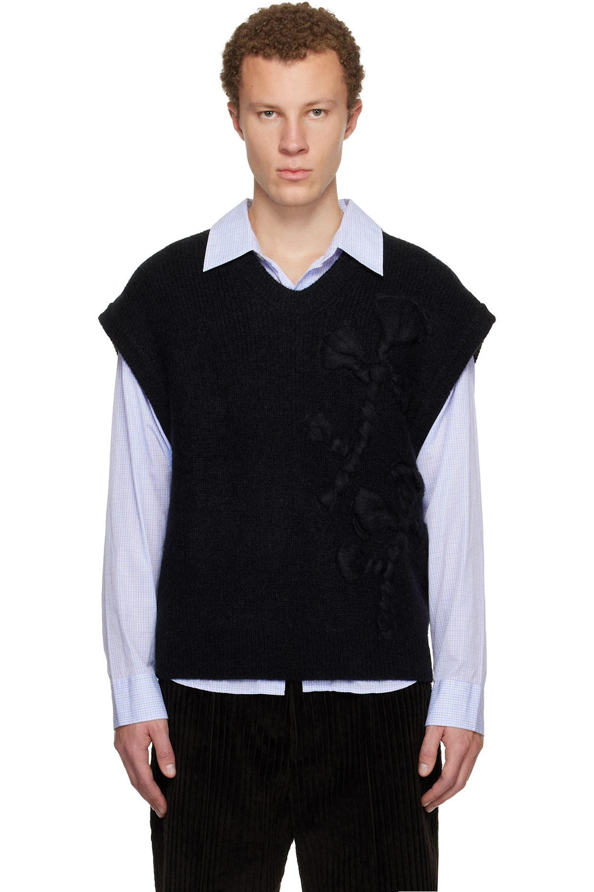 Black Flower Knit Vest