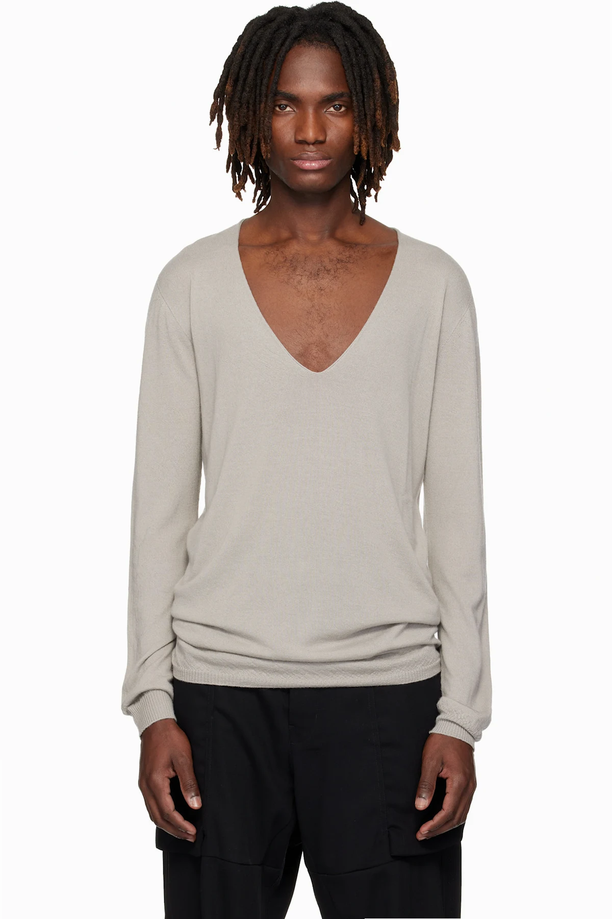 Off-White Temple Oversize Extreme V Neck Sweater