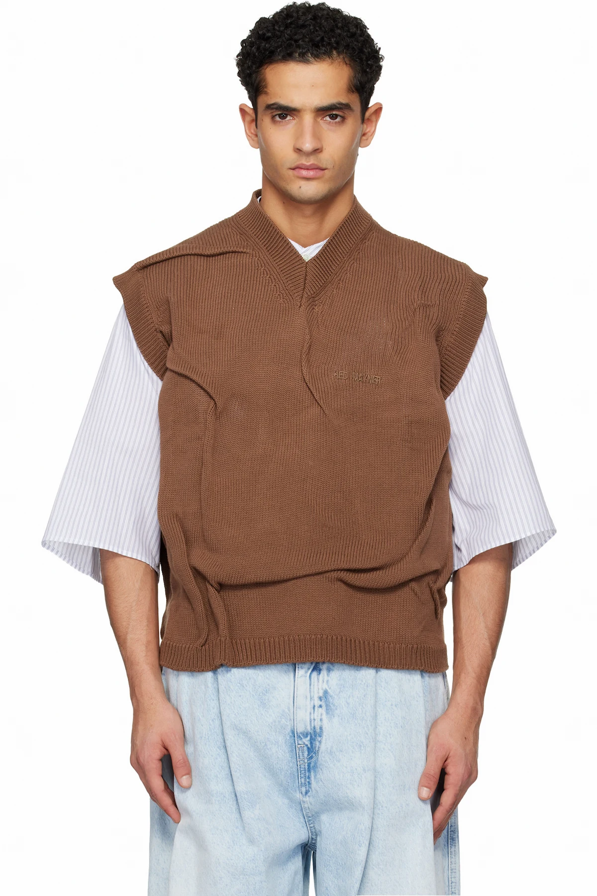 Brown Knit Sweater Vest