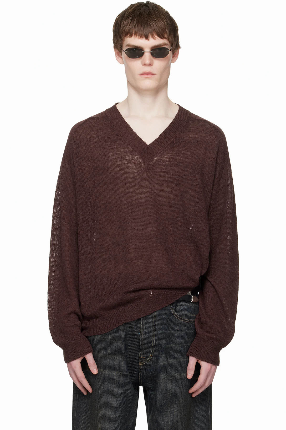 Burgundy Rue V-Neck Sweater
