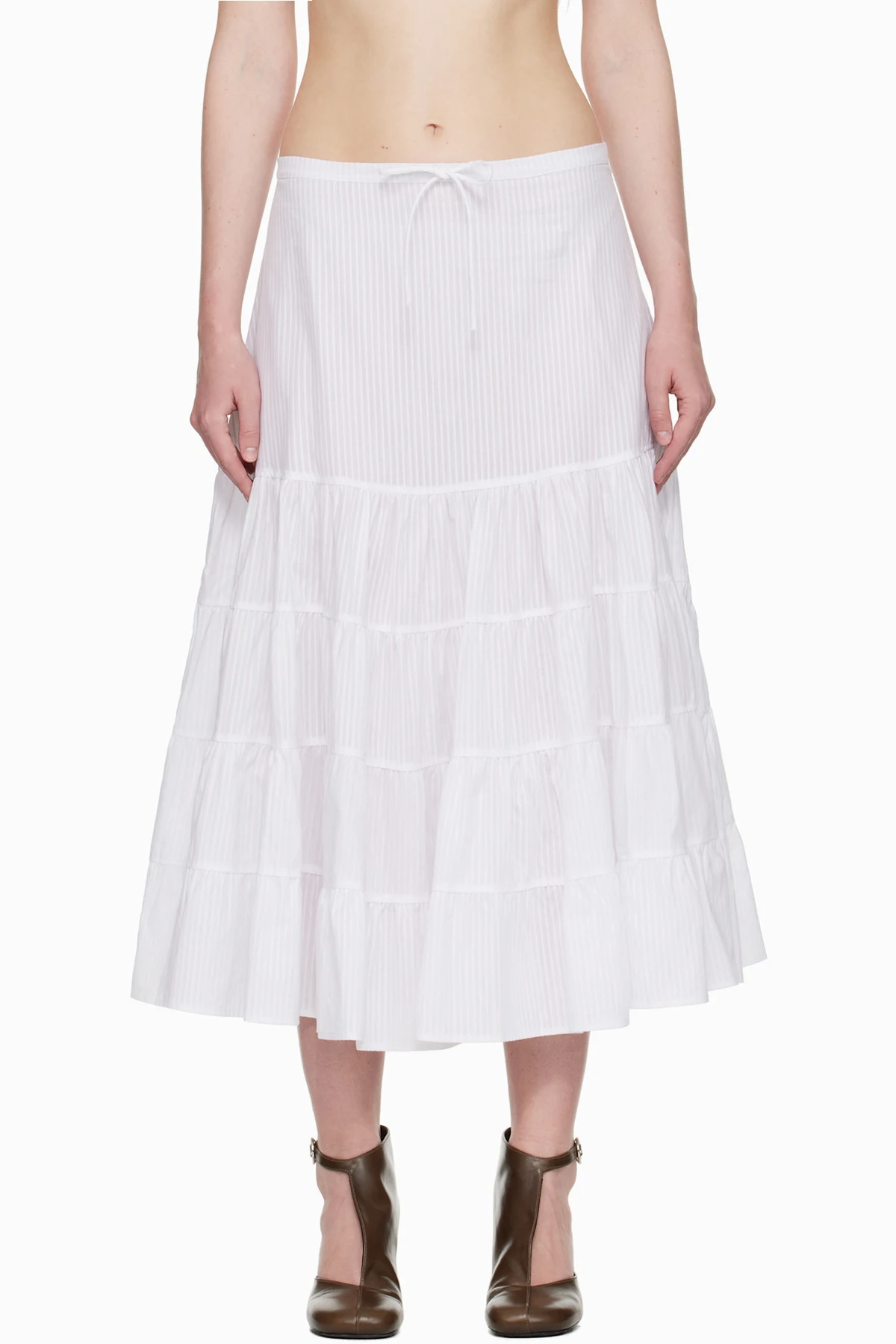 White Long Etoile Maxi Skirt