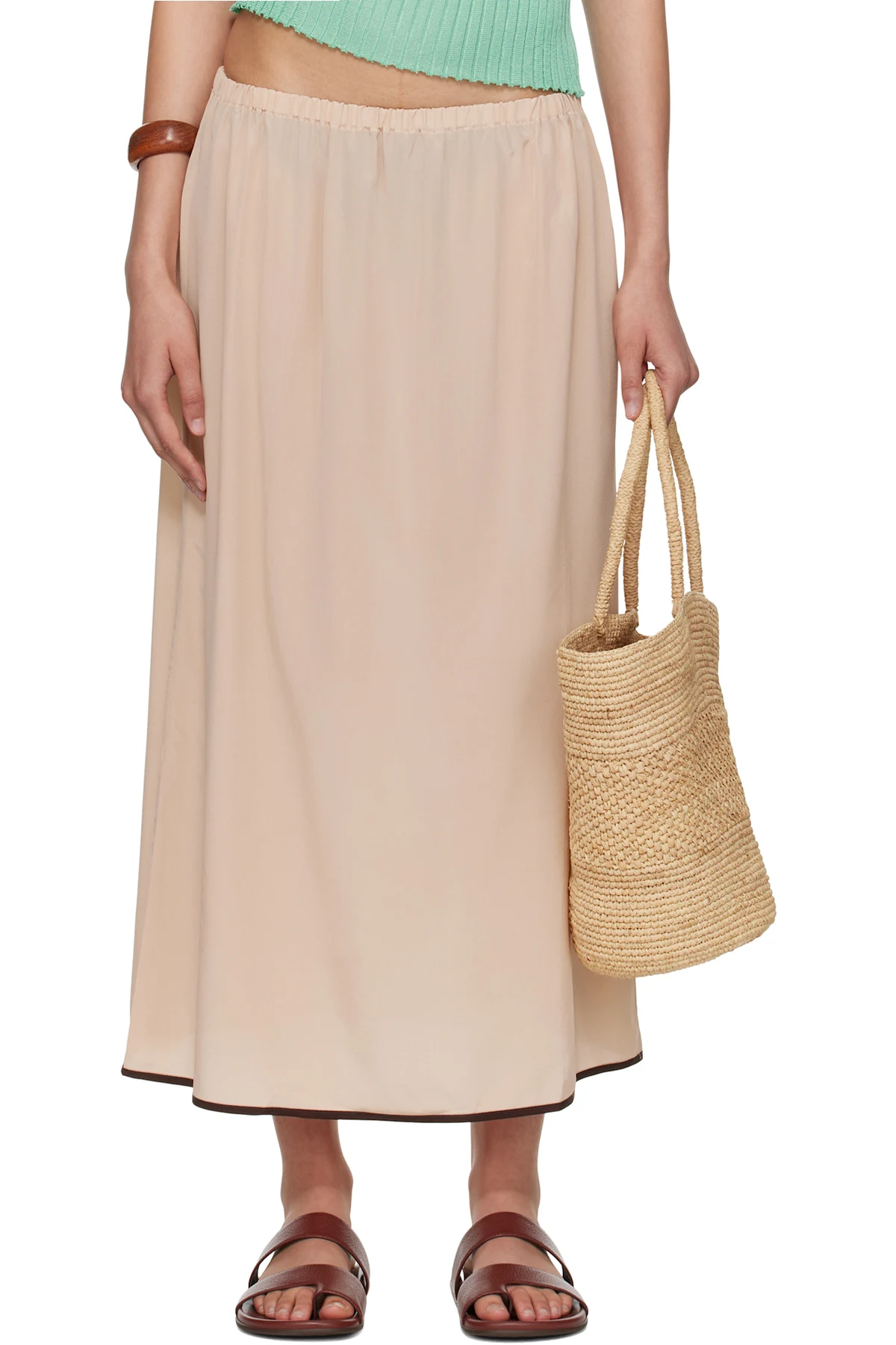 SSENSE Exclusive Pink Silk Maxi Skirt