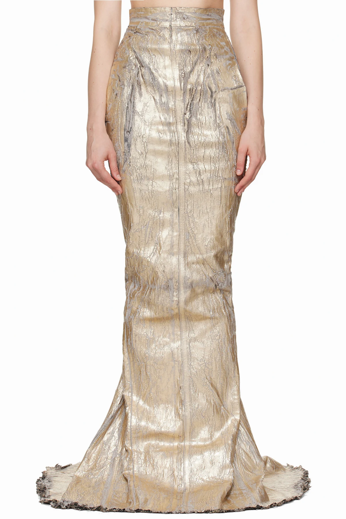 Gold Megacrust Stretch Denim Lido Maxi Skirt