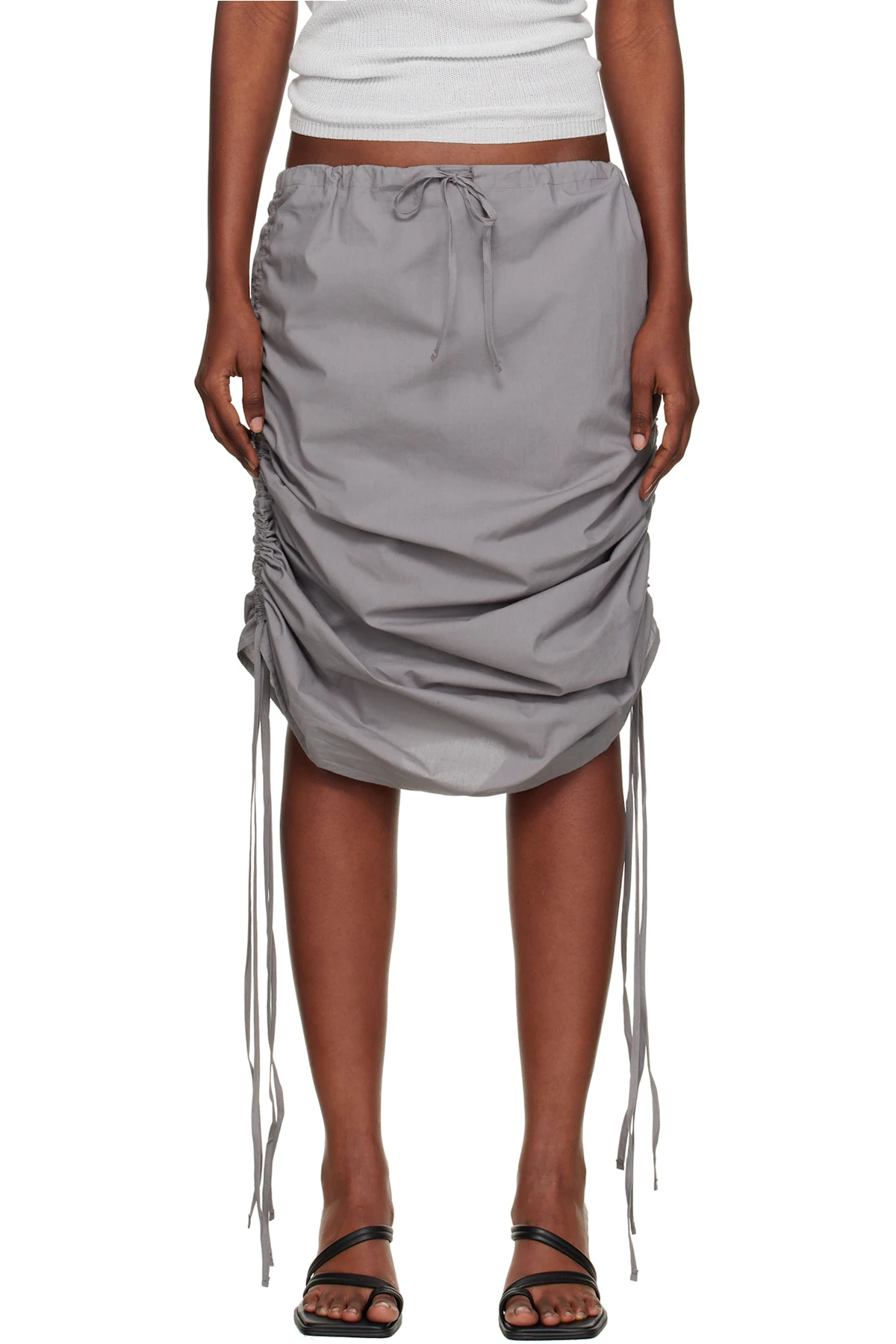 Gray Pictorial Strap Maxi Skirt