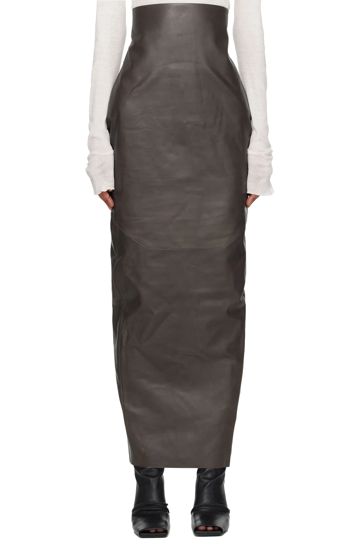Gray Concordians Dirt Pillar Leather Maxi Skirt