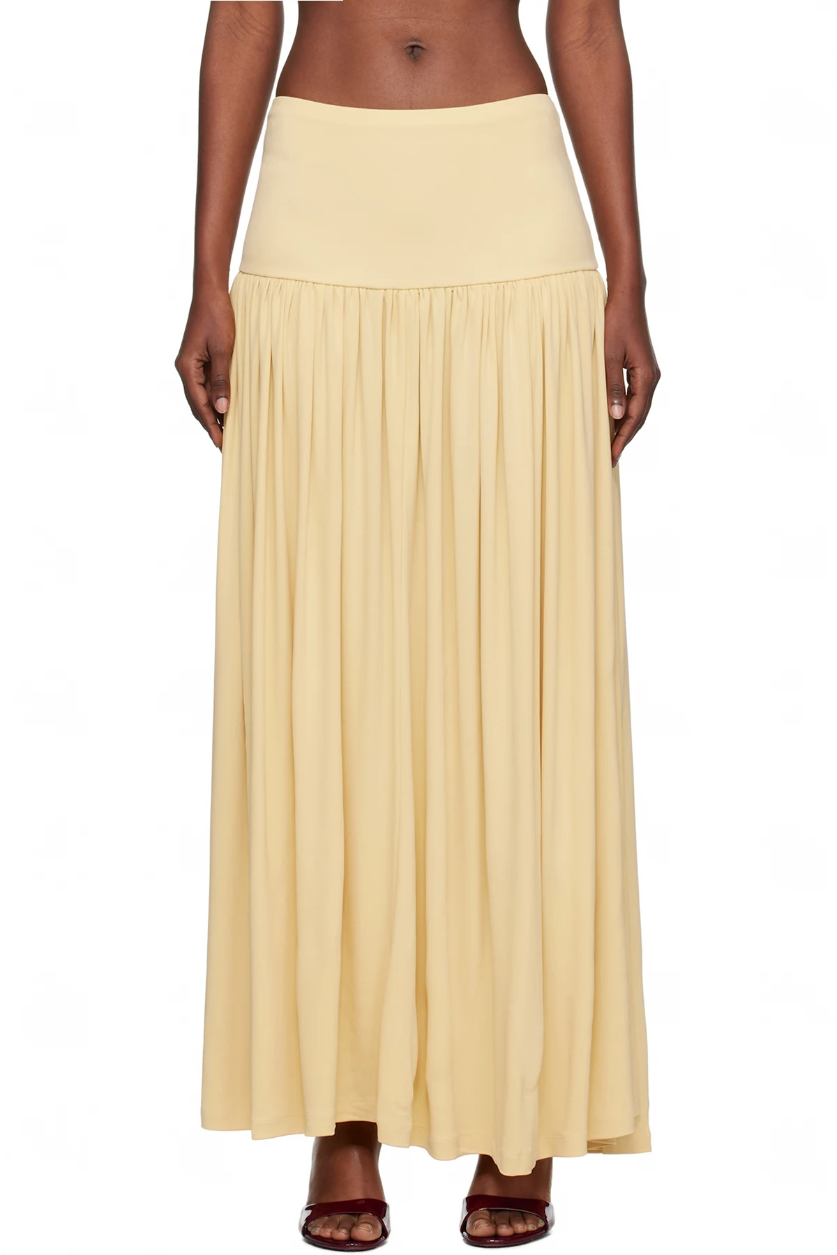 Yellow Gathered Maxi Skirt