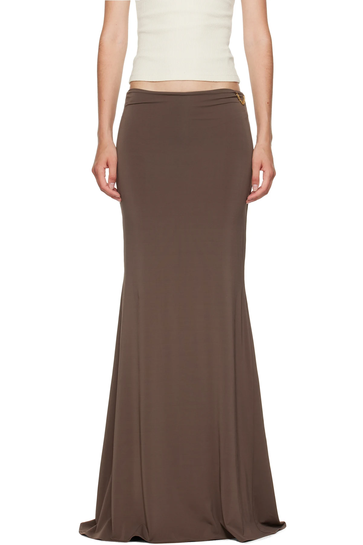 Brown Logo Chain Maxi Skirt