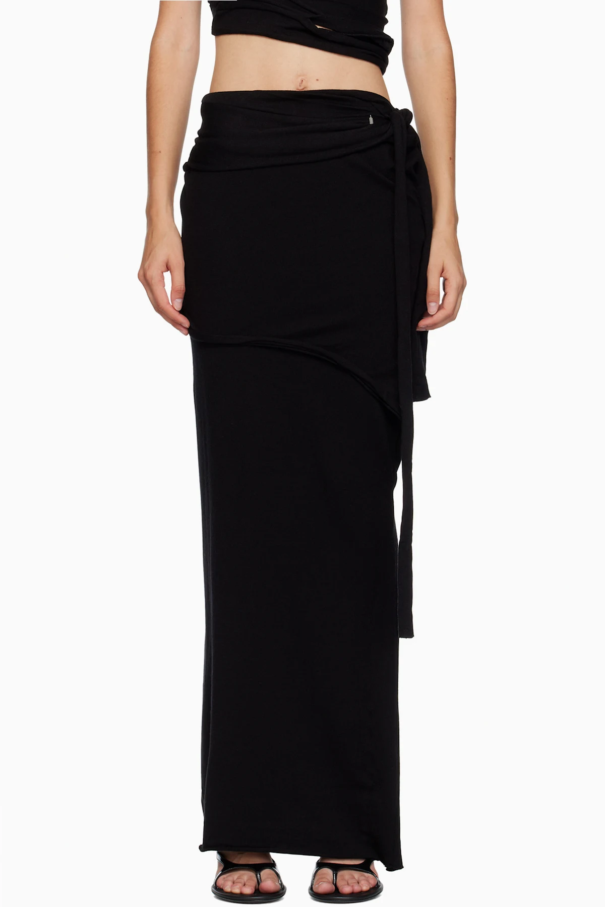 Black Lounge Drape Maxi Skirt